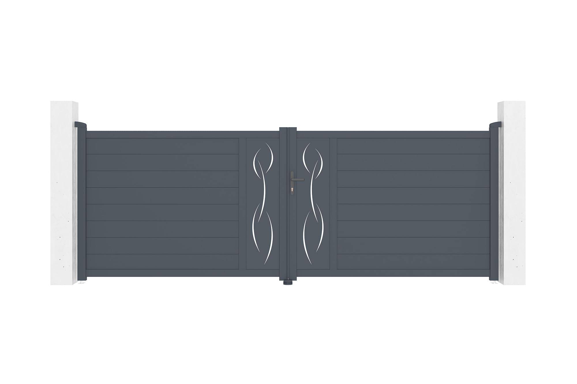 CASANOOV - Casanoov Portail battant 4m LIFE H.140 cm aluminium gris + 2 poteaux ELDA + motorisation Tanker B700 - Image 1