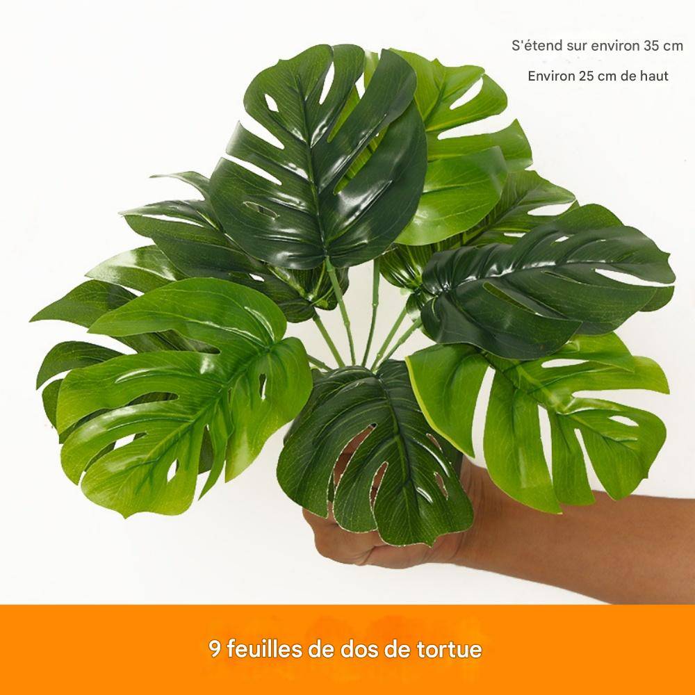 Décoration Murale Feuille de Tortue Artificielle 9 Têtes - Style Tropical et Réaliste - Lytech - Image 2