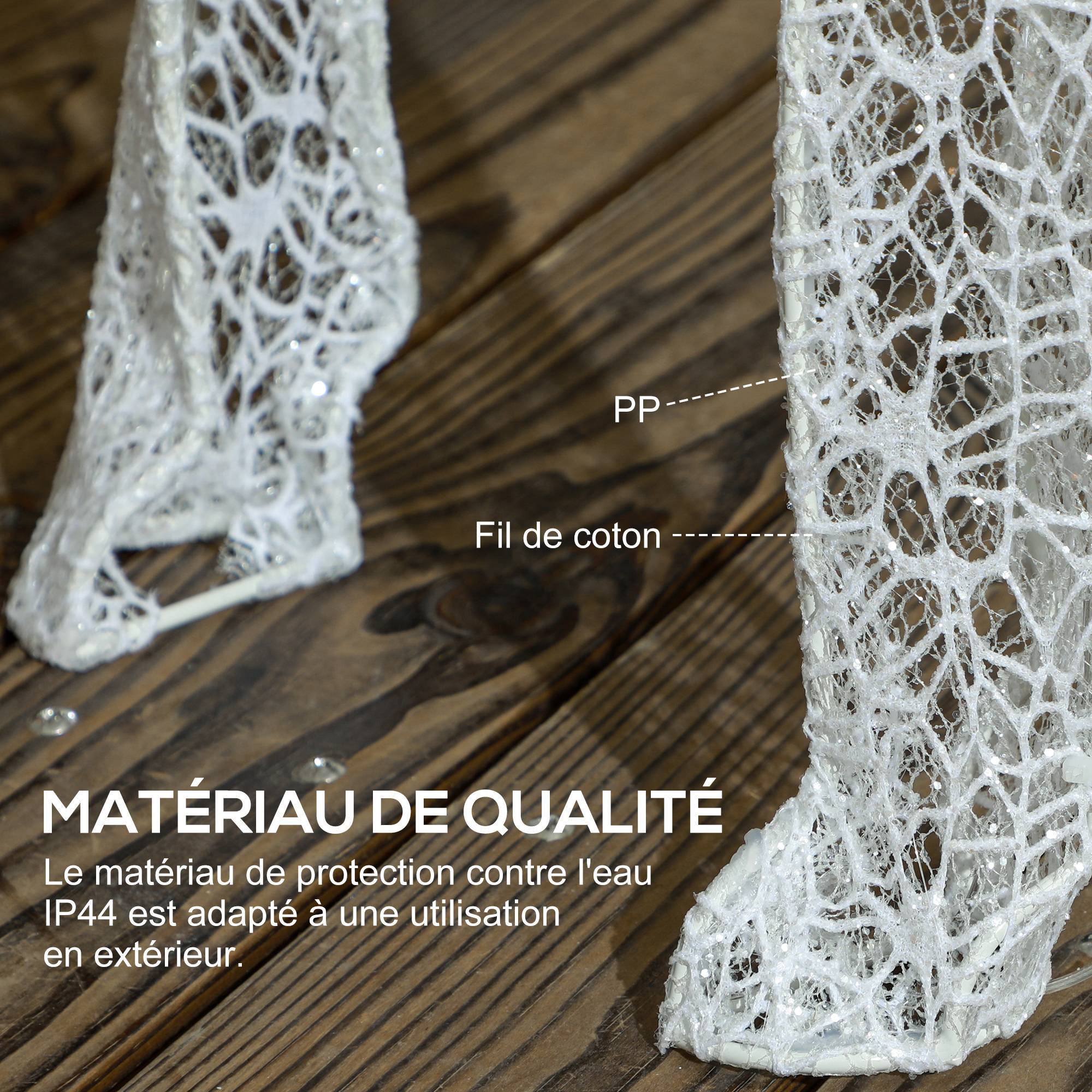ComfortXL - Renne et traîneau lumineux de Noël en métal et polypropylène blanc avec 170 LED blanc chaud pour jardin - Image 6