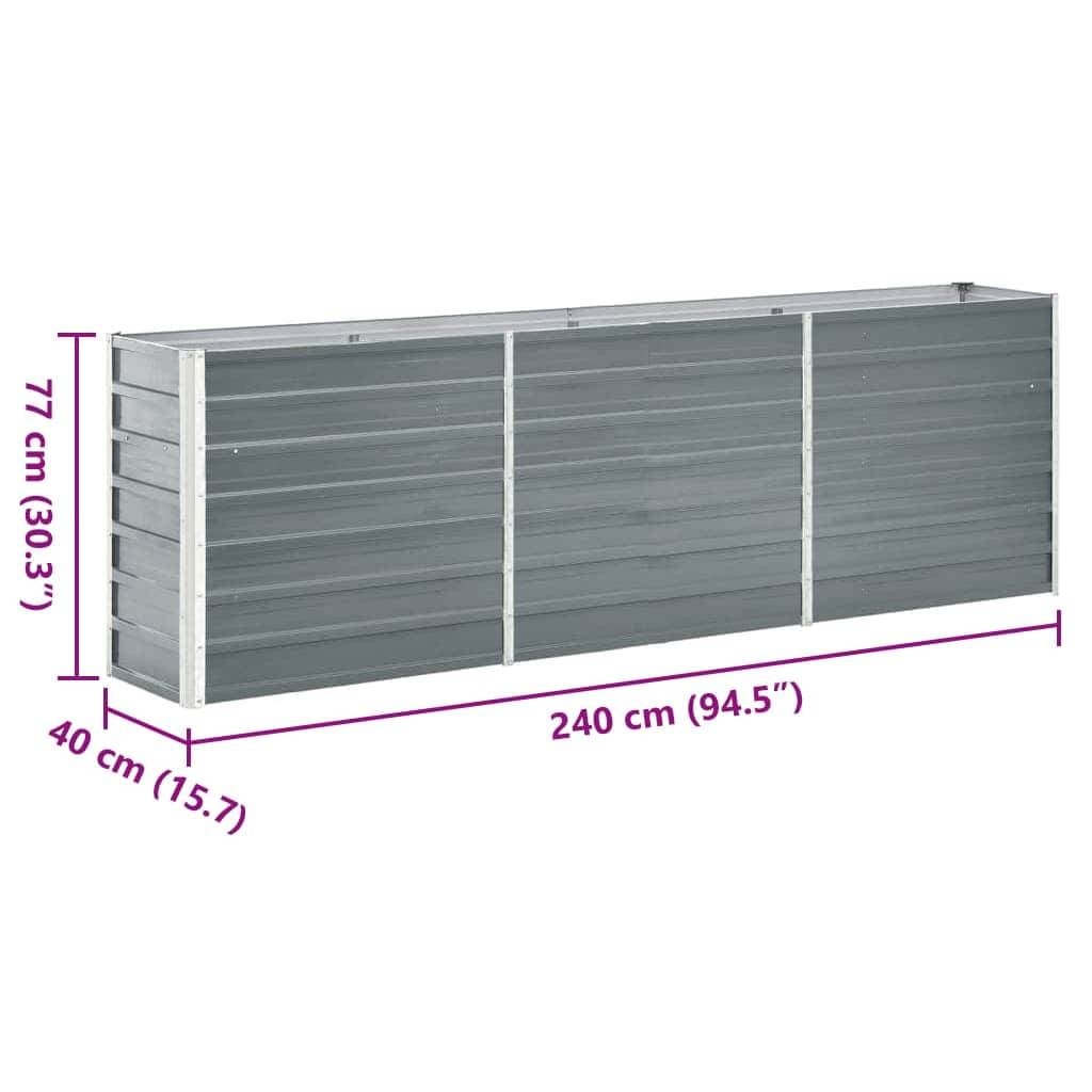Jardinière | Lit surélevé de jardin Acier galvanisé 240x40x77 cm Gris - Image 8