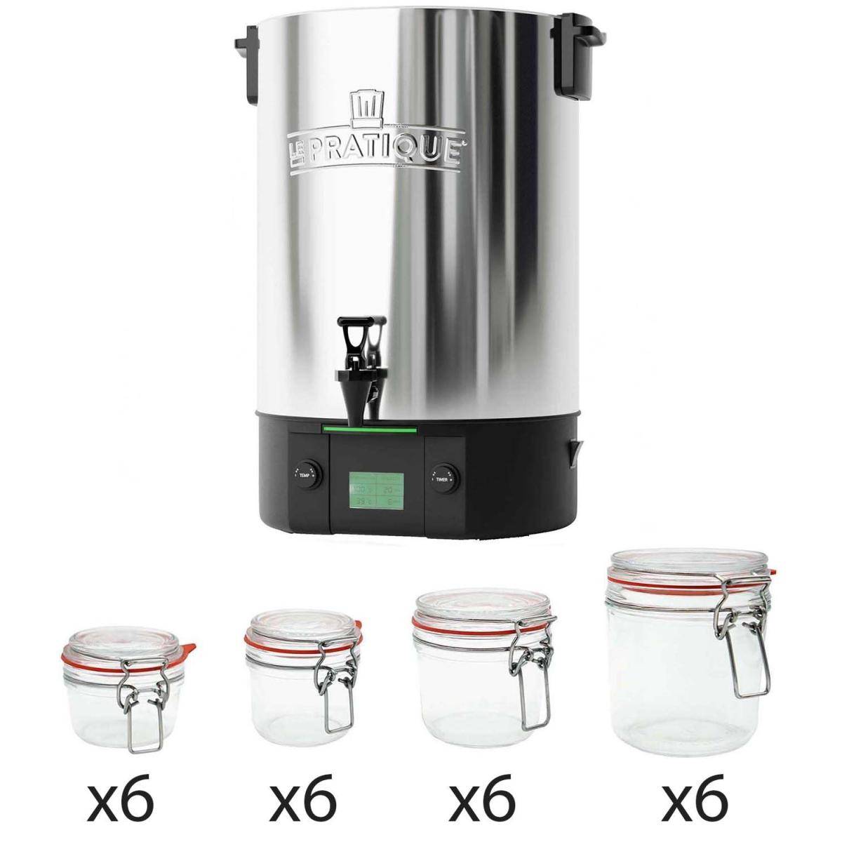 LE PRATIQUE - Stérilisateur électronique en inox 14 bocaux 2200 W avec 24 bocaux en verre - Image 1