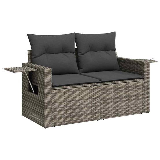 Salon de jardin modulable 9 pcs 8 places en polyrotin et bois Gris – ComfortXL Outdoor Living - Image 6