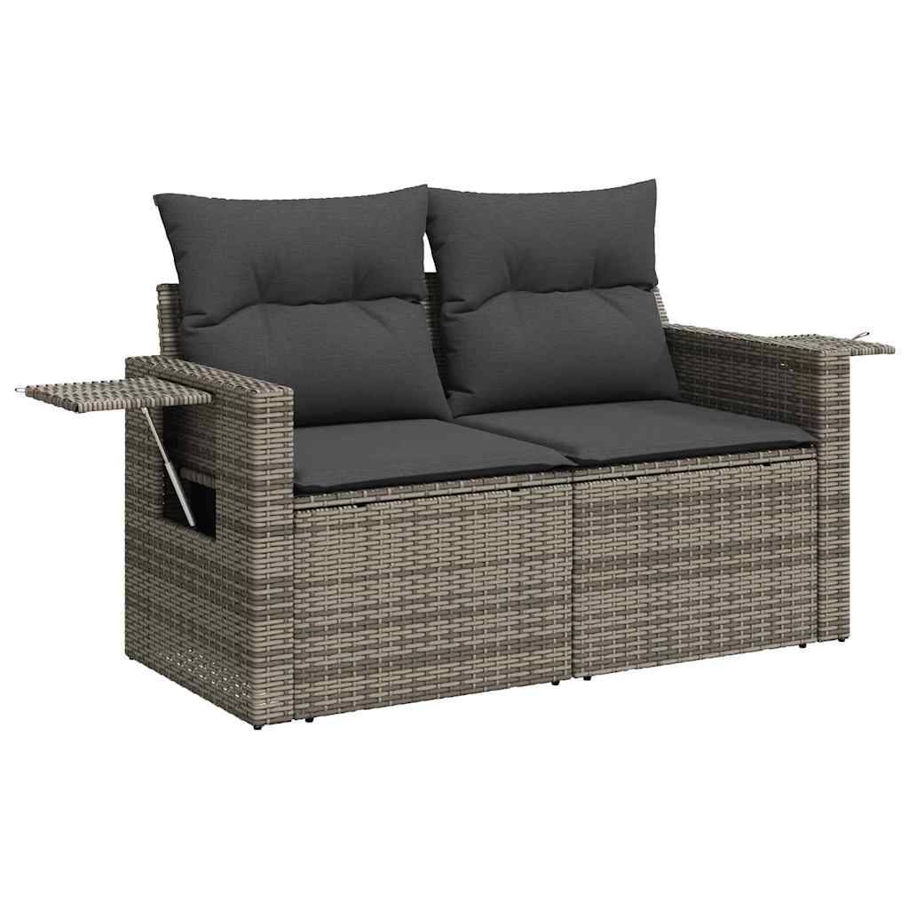 Salon de jardin modulable 9 pcs 8 places en polyrotin et bois Gris – ComfortXL Outdoor Living - Image 6