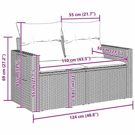Salon de jardin modulable 9 pcs 8 places en polyrotin et bois Gris – ComfortXL Outdoor Living - Image 4