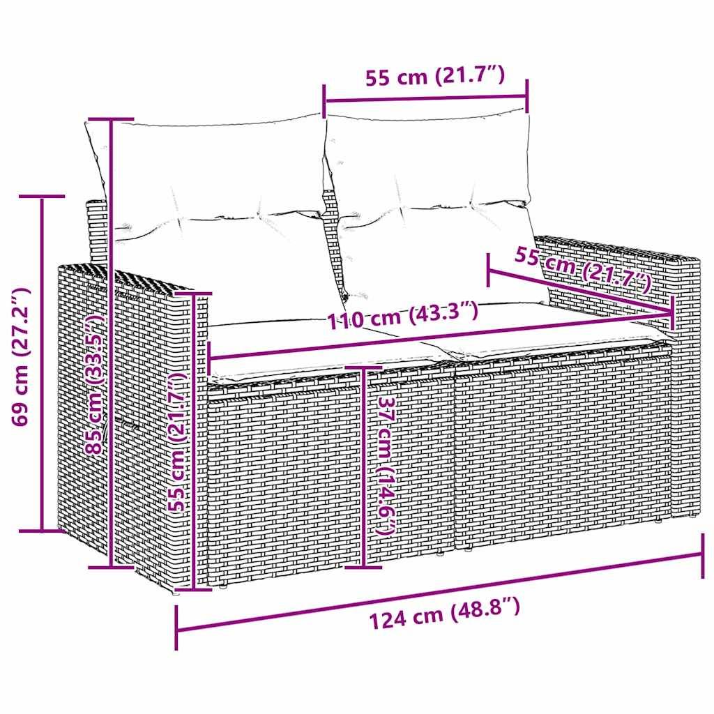Salon de jardin modulable 9 pcs 8 places en polyrotin et bois Gris – ComfortXL Outdoor Living - Image 4