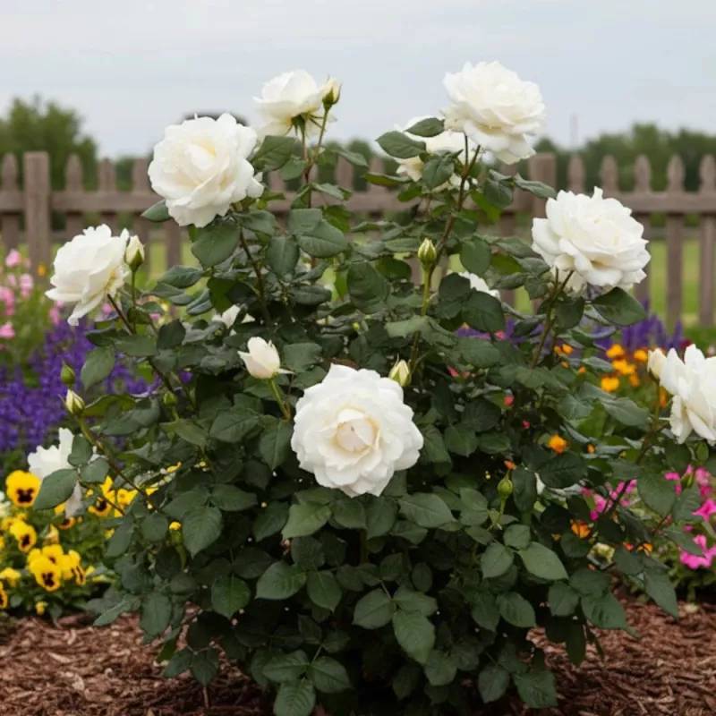 Rosier à grandes fleurs Douce Blanche® à fleurs Blanche/ - feuillage Caduc - Pot de 3L - 20/40 cm