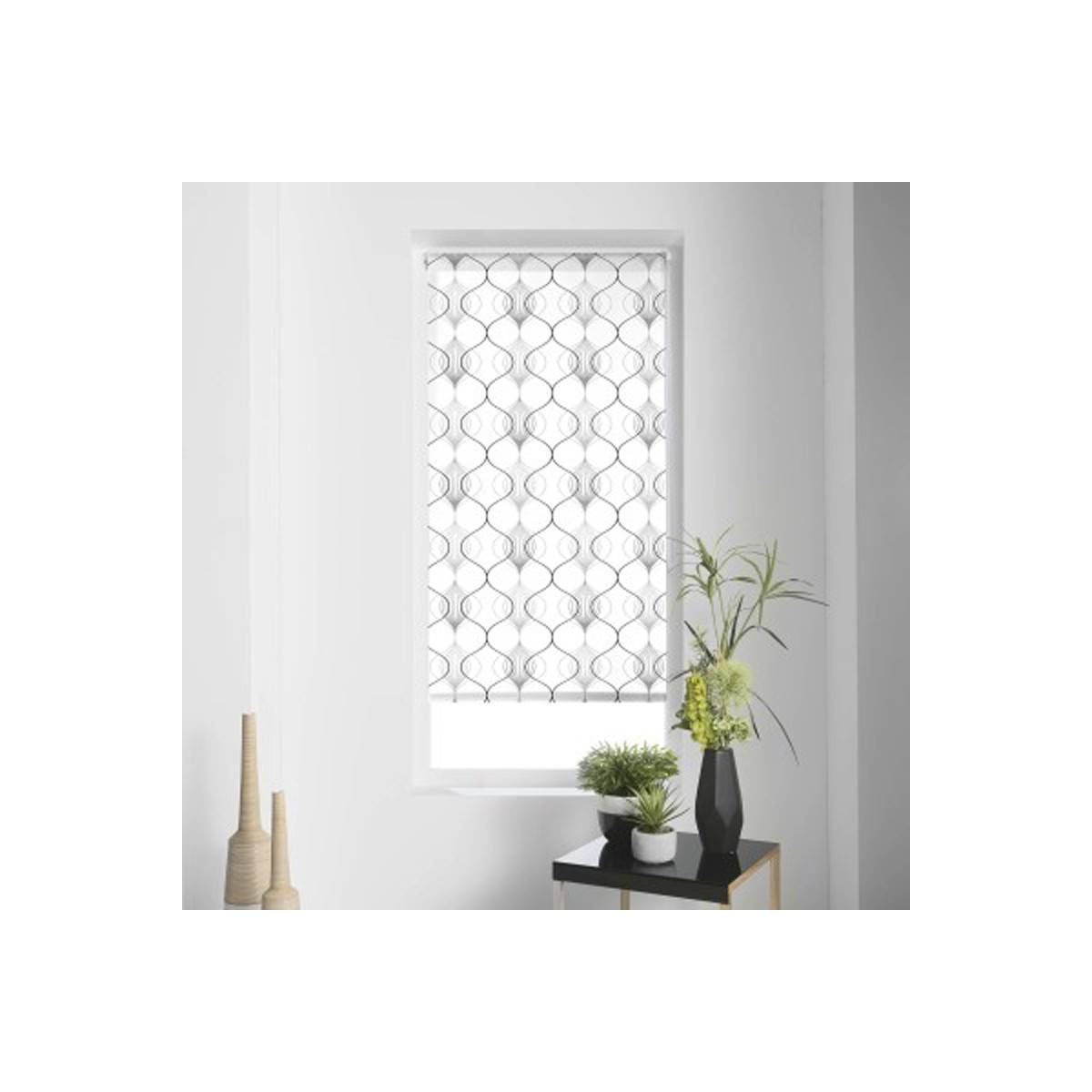 Store Enrouleur Tamisant "Lagune" 60x180cm Blanc & Gris - Image 1