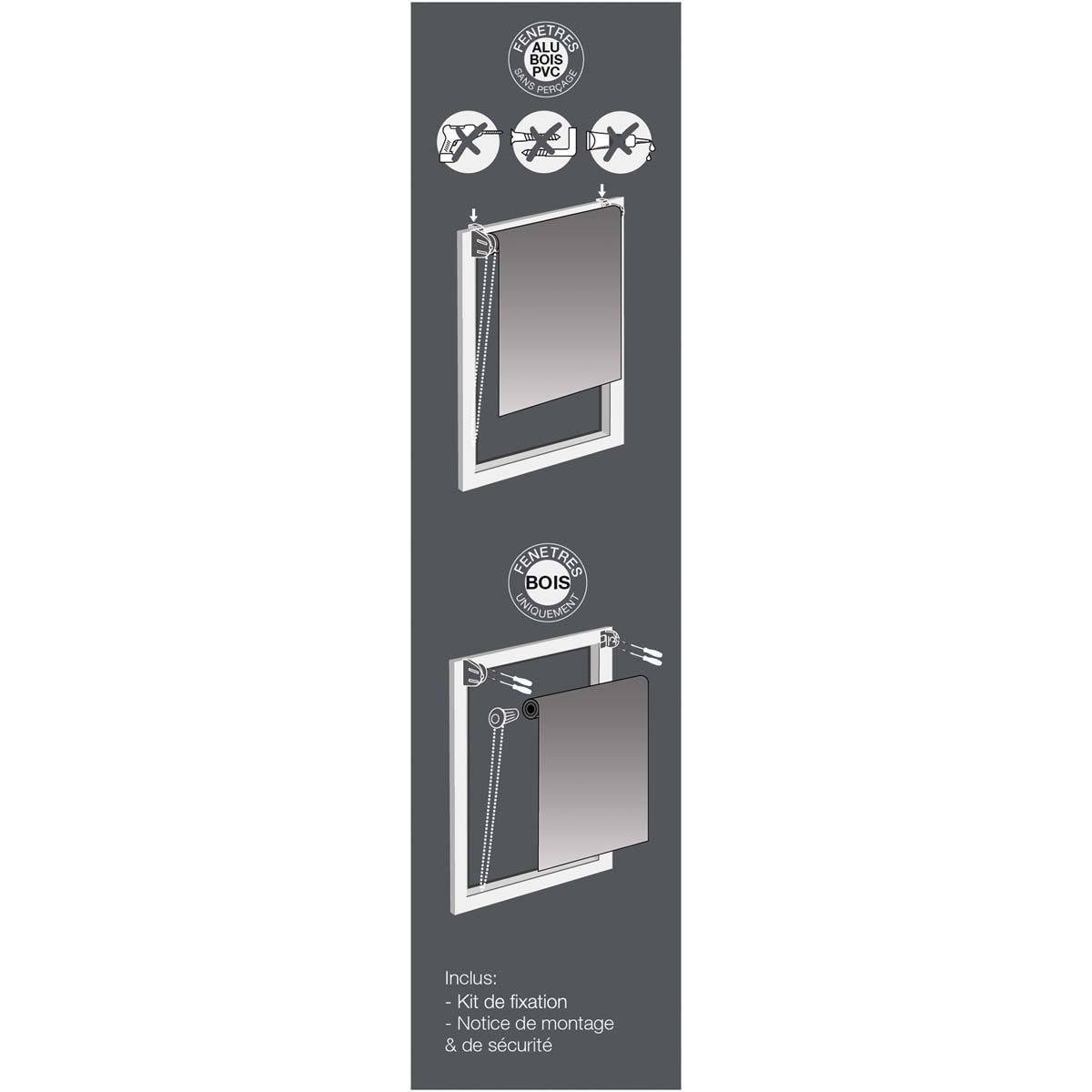 Store Enrouleur Tamisant "Lagune" 60x180cm Blanc & Gris - Image 3
