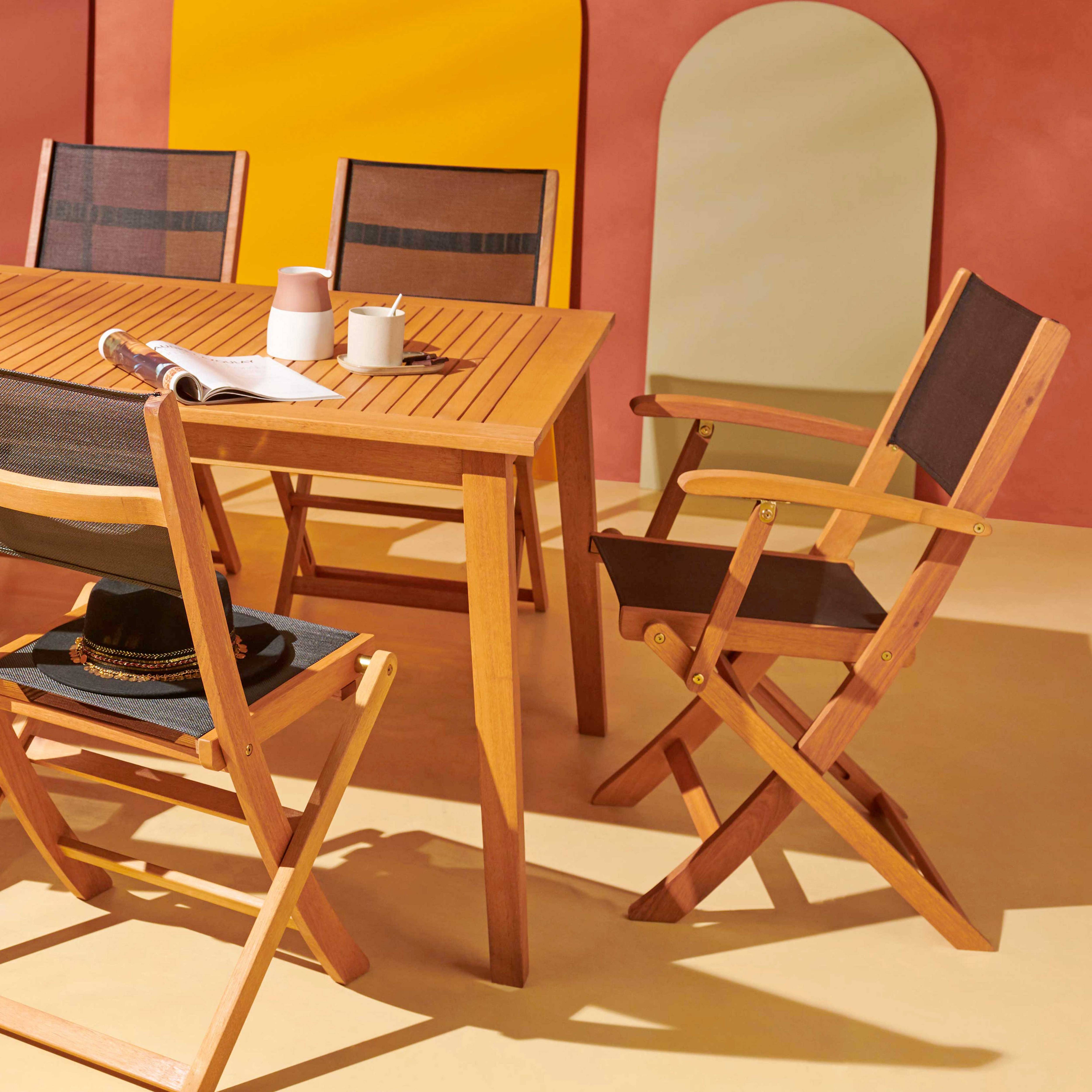 Oviala - Lot de 2 chaises pliantes en bois noir Martigues - Oviala - Image 6
