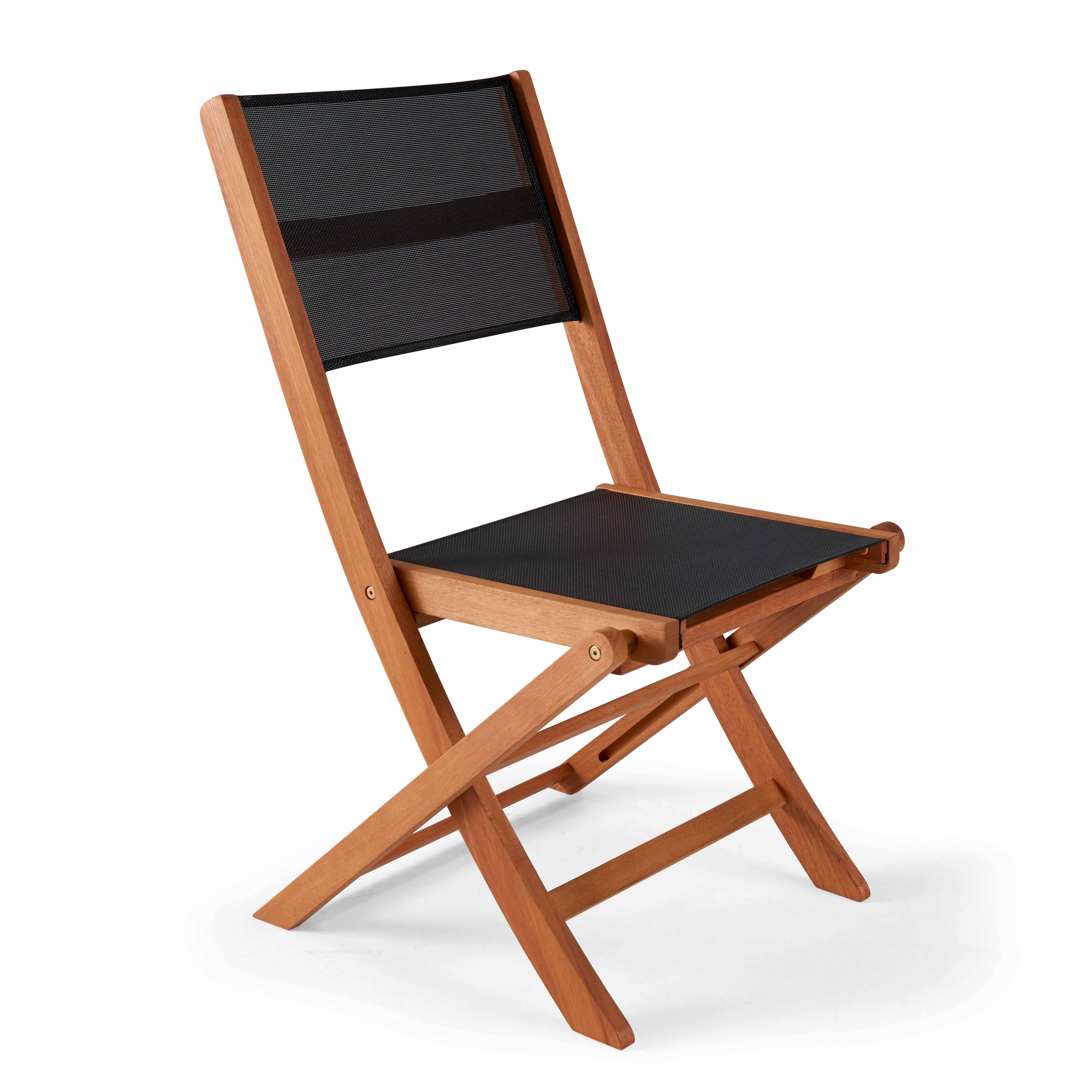 Oviala - Lot de 2 chaises pliantes en bois noir Martigues - Oviala - Image 2