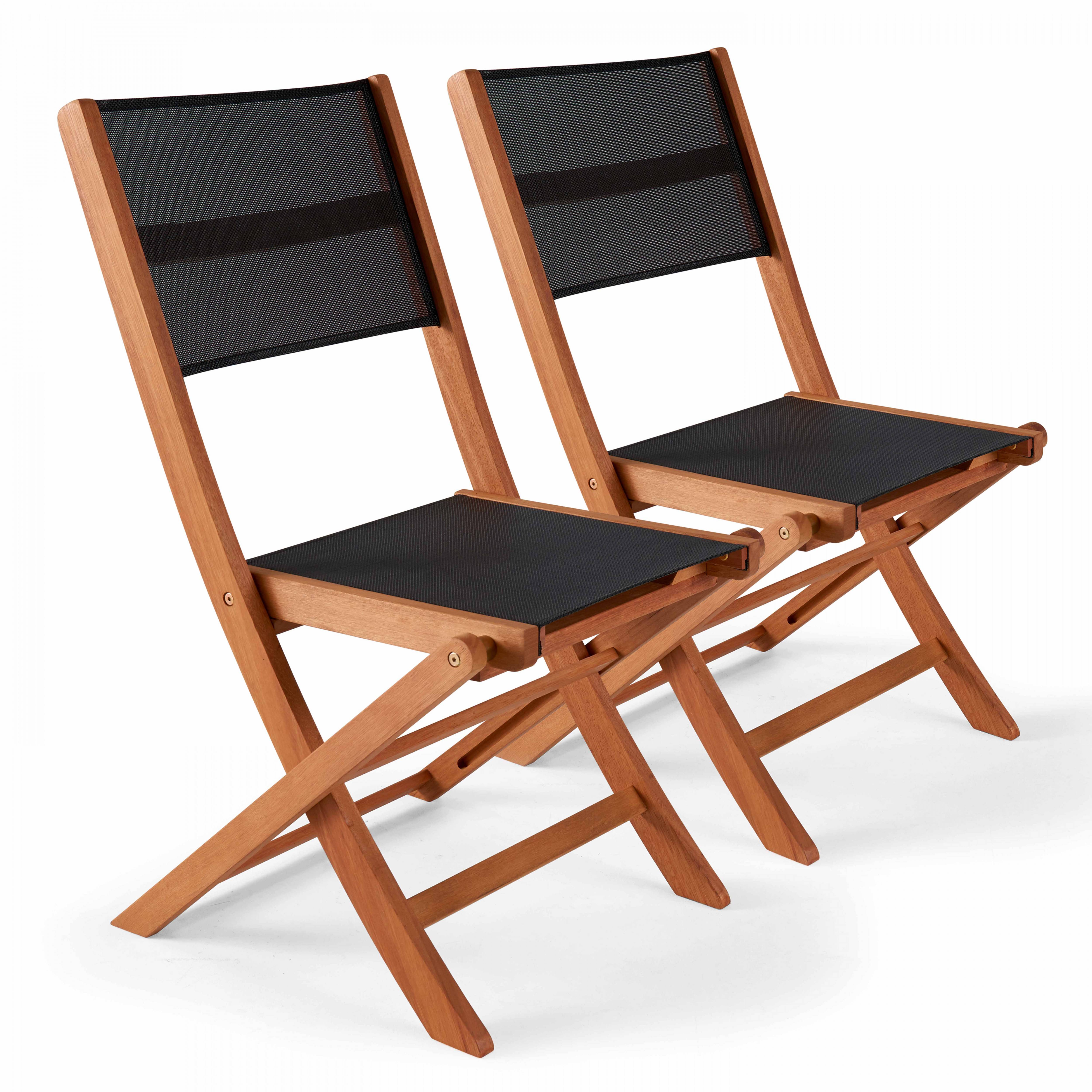 Oviala - Lot de 2 chaises pliantes en bois noir Martigues - Oviala - Image 1