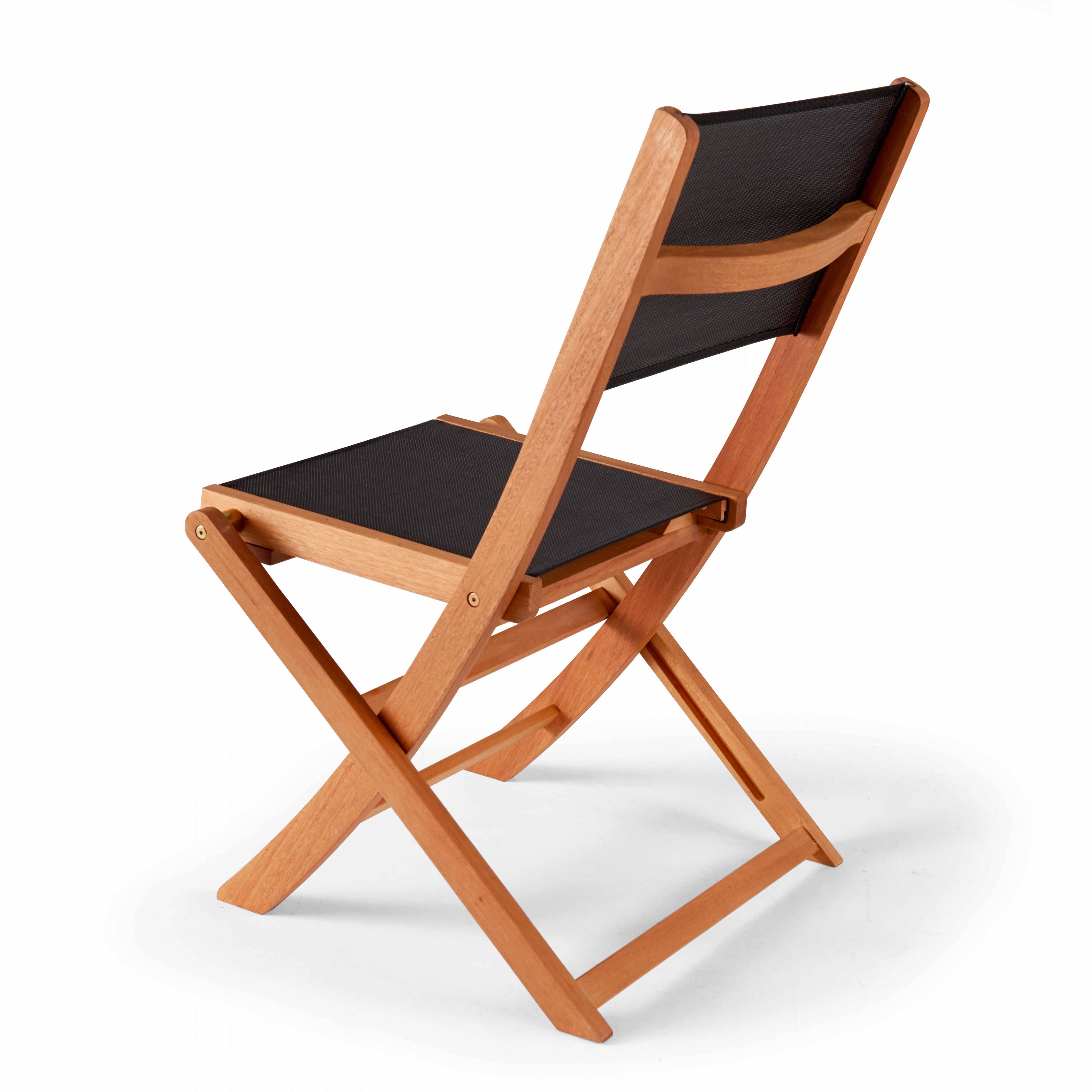 Oviala - Lot de 2 chaises pliantes en bois noir Martigues - Oviala - Image 3