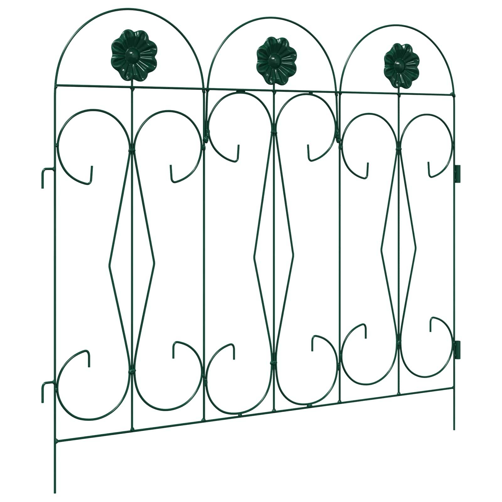 Clôture de jardin acier vert 5 pcs, Poids:3.46kg - PANGIVO - Image 4