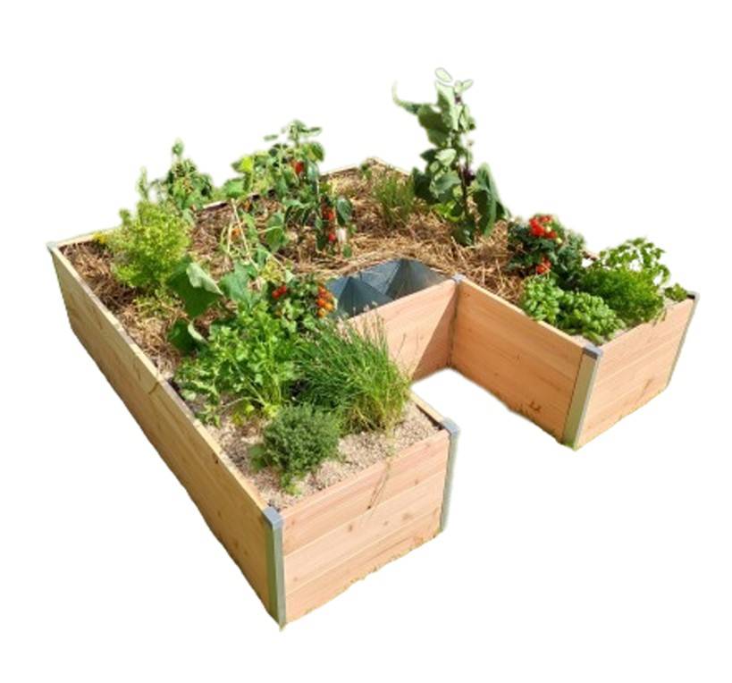 Mon Petit Potager - Carré Potager avec composteur intégré - Bois Douglas non traité -  175 x 170 x H40 - mon PETIT POTAGER