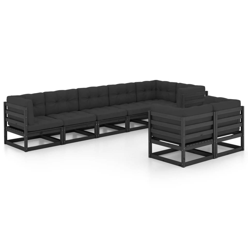 Helloshop26 - Salon de jardin meuble d'extérieur ensemble de mobilier 8 pièces avec coussins bois de pin massif - Image 1