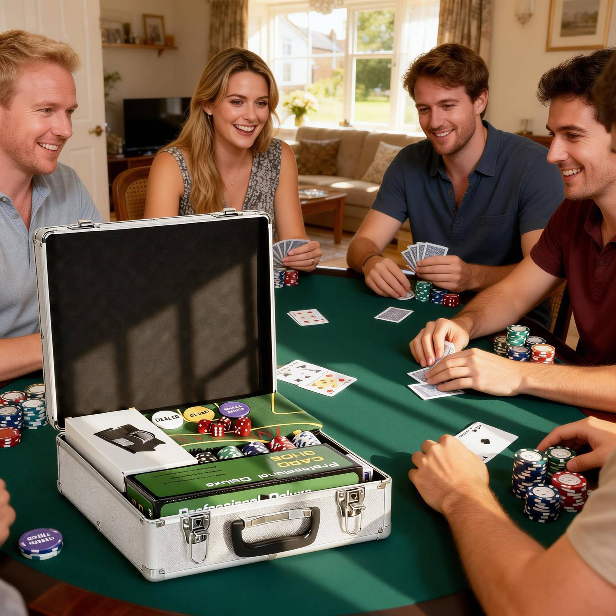 Mallette de poker coffret de poker complet 500 jetons, boîtier en ABS, cartes à jouer, dés, dealer, tapis, clés - Image 3