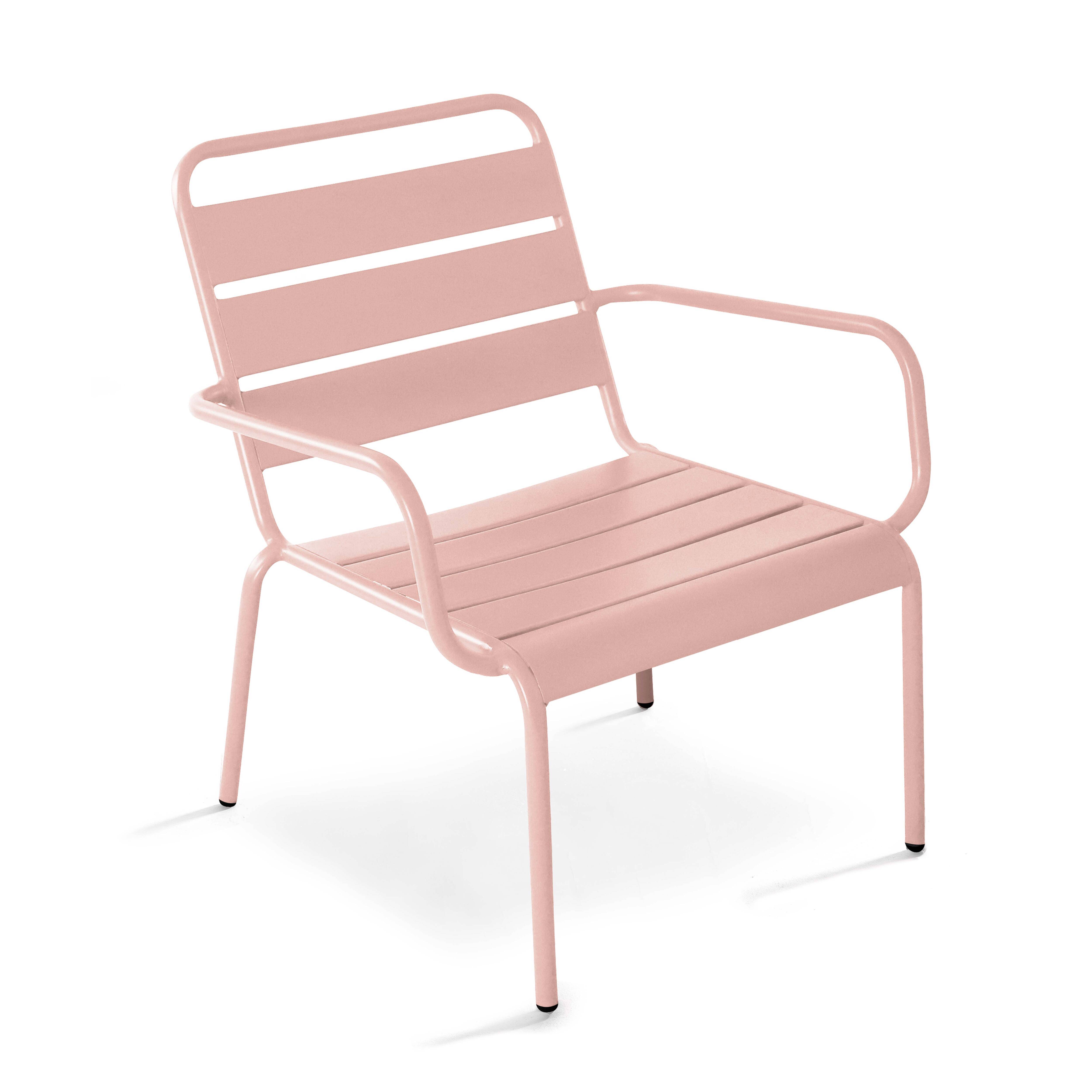 Oviala - Fauteuil de jardin bas relax acier rose poudré Palavas - Oviala - Image 1