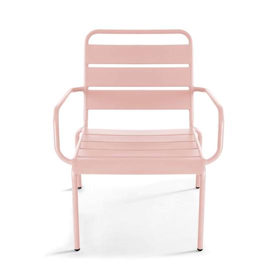 Oviala - Fauteuil de jardin bas relax acier rose poudré Palavas - Oviala - Image 3