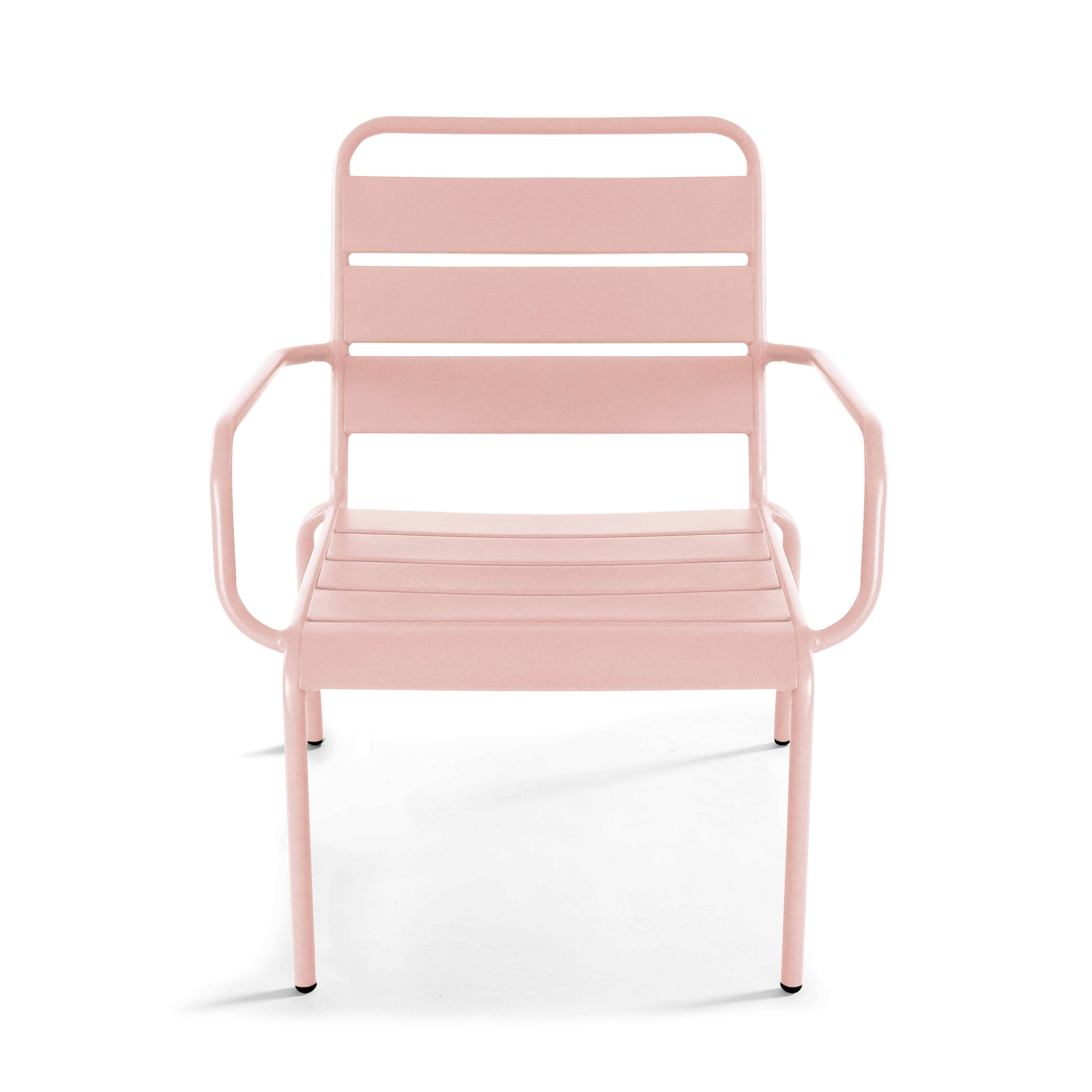 Oviala - Fauteuil de jardin bas relax acier rose poudré Palavas - Oviala - Image 3
