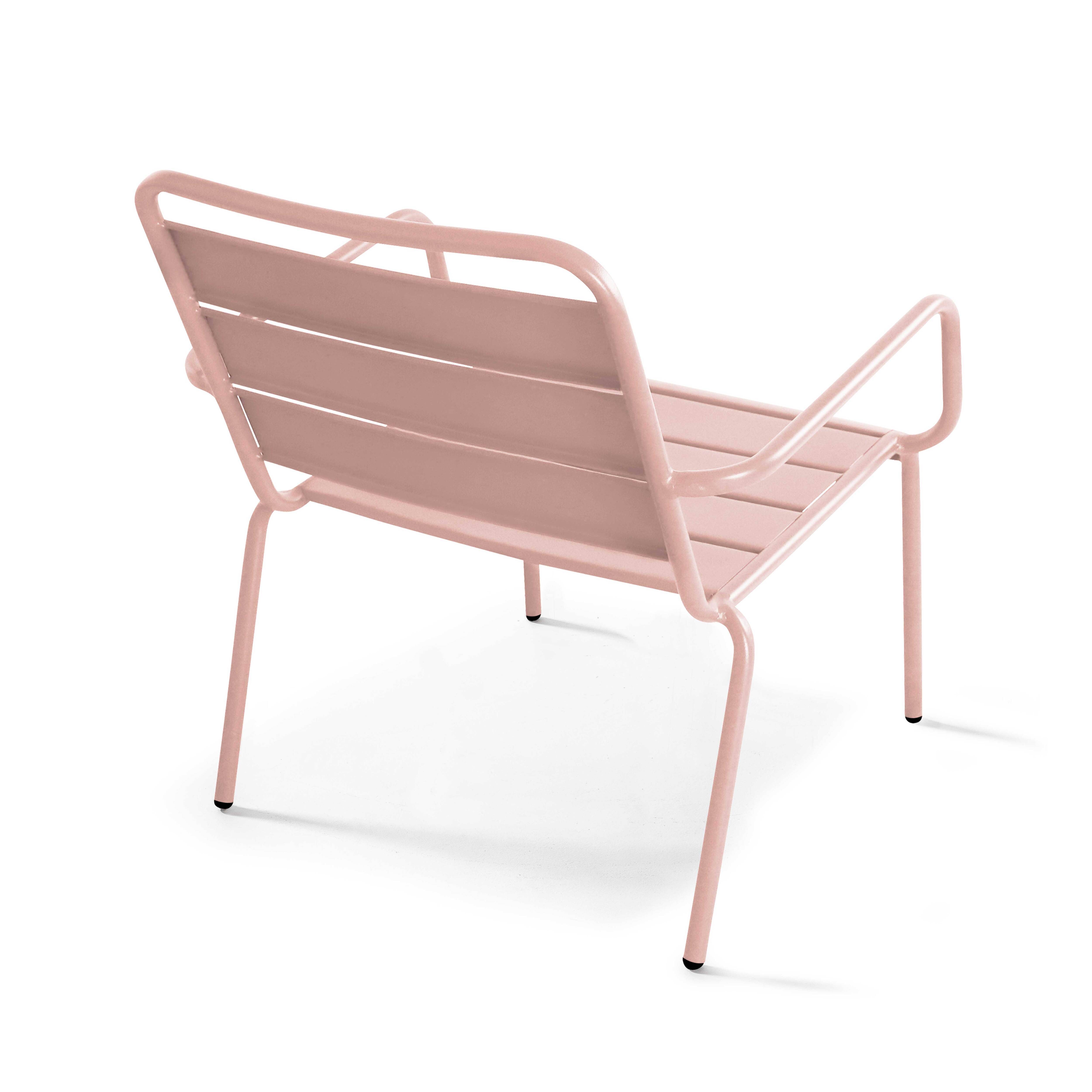 Oviala - Fauteuil de jardin bas relax acier rose poudré Palavas - Oviala - Image 4