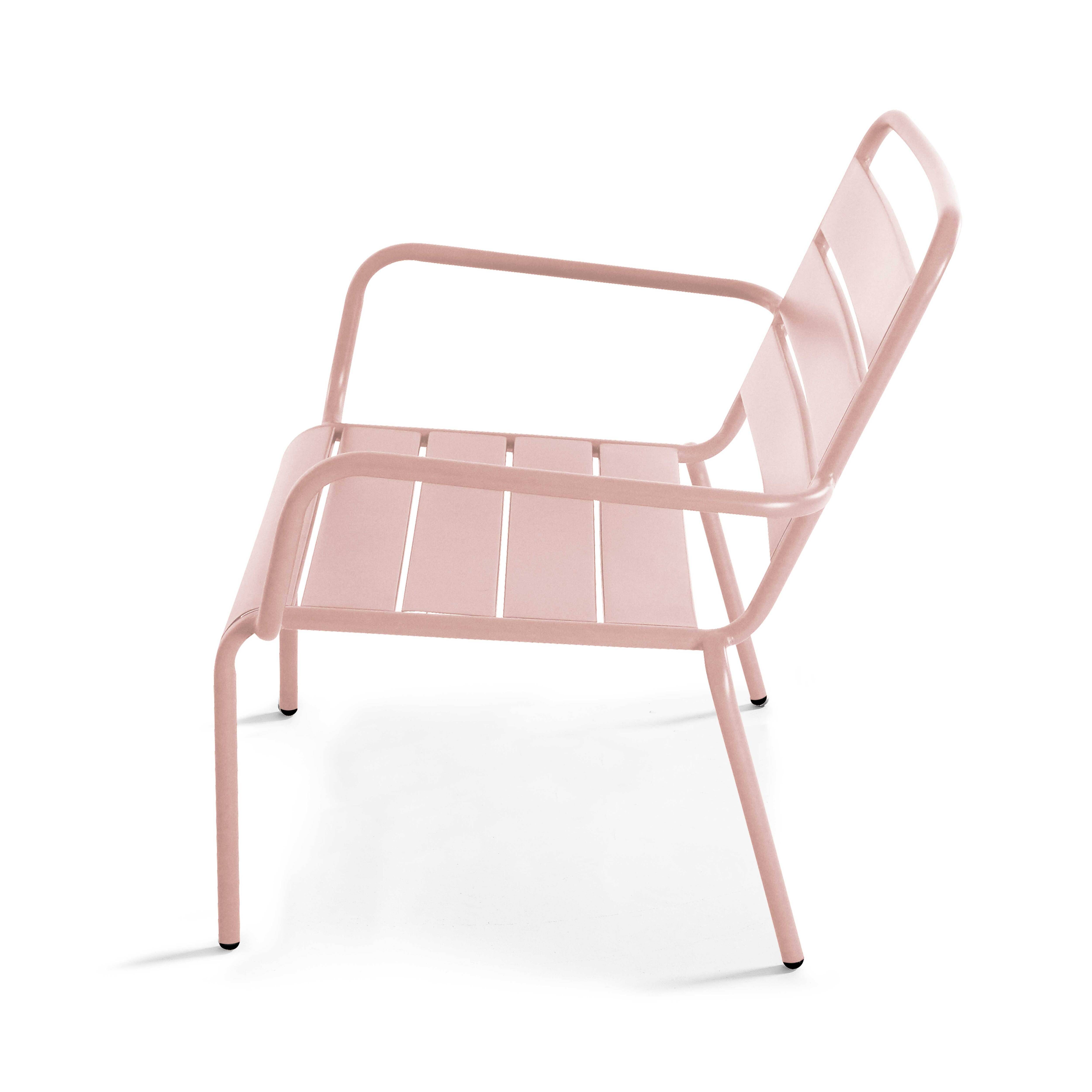 Oviala - Fauteuil de jardin bas relax acier rose poudré Palavas - Oviala - Image 5