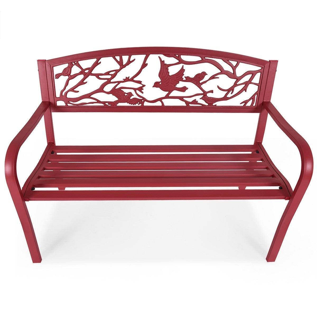 Helloshop26 - Banc de jardin en fer résistant style contemporain 2-3 places rouge - Image 2