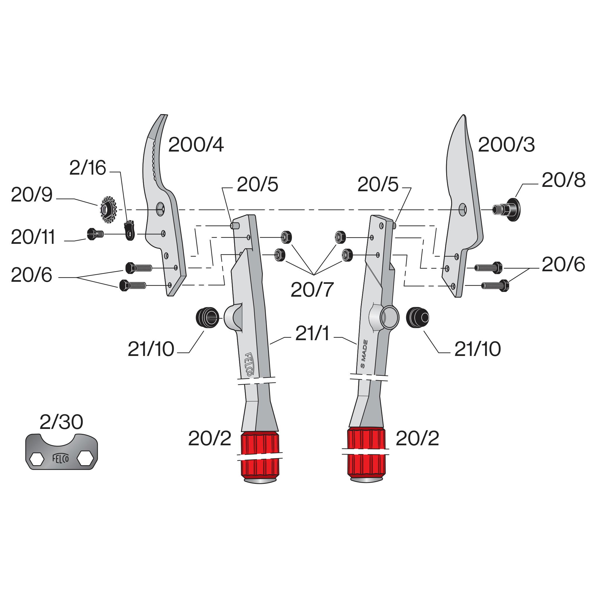 Felco - FELCO Elagueur à deux mains n° 21 (Cisaille deux mains pour haies et éléments d'arbres, longueur 43 cm, coupe Ø 35 mm, robuste, ergonomique) FELCO 21 - Image 2