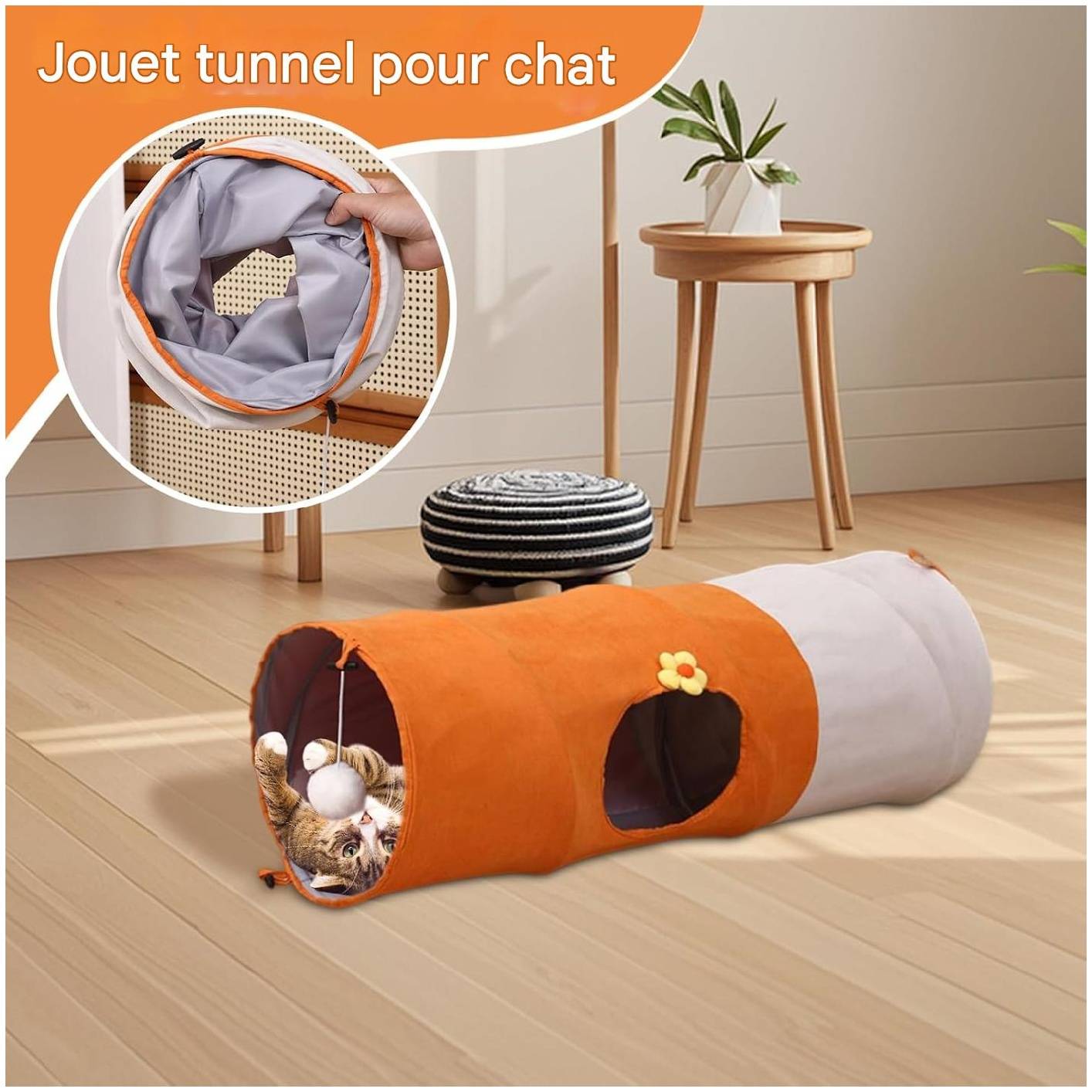 Lytech - Tunnel amusant pour chat 80 cm pliable et démontable facile - Lytech - Image 1