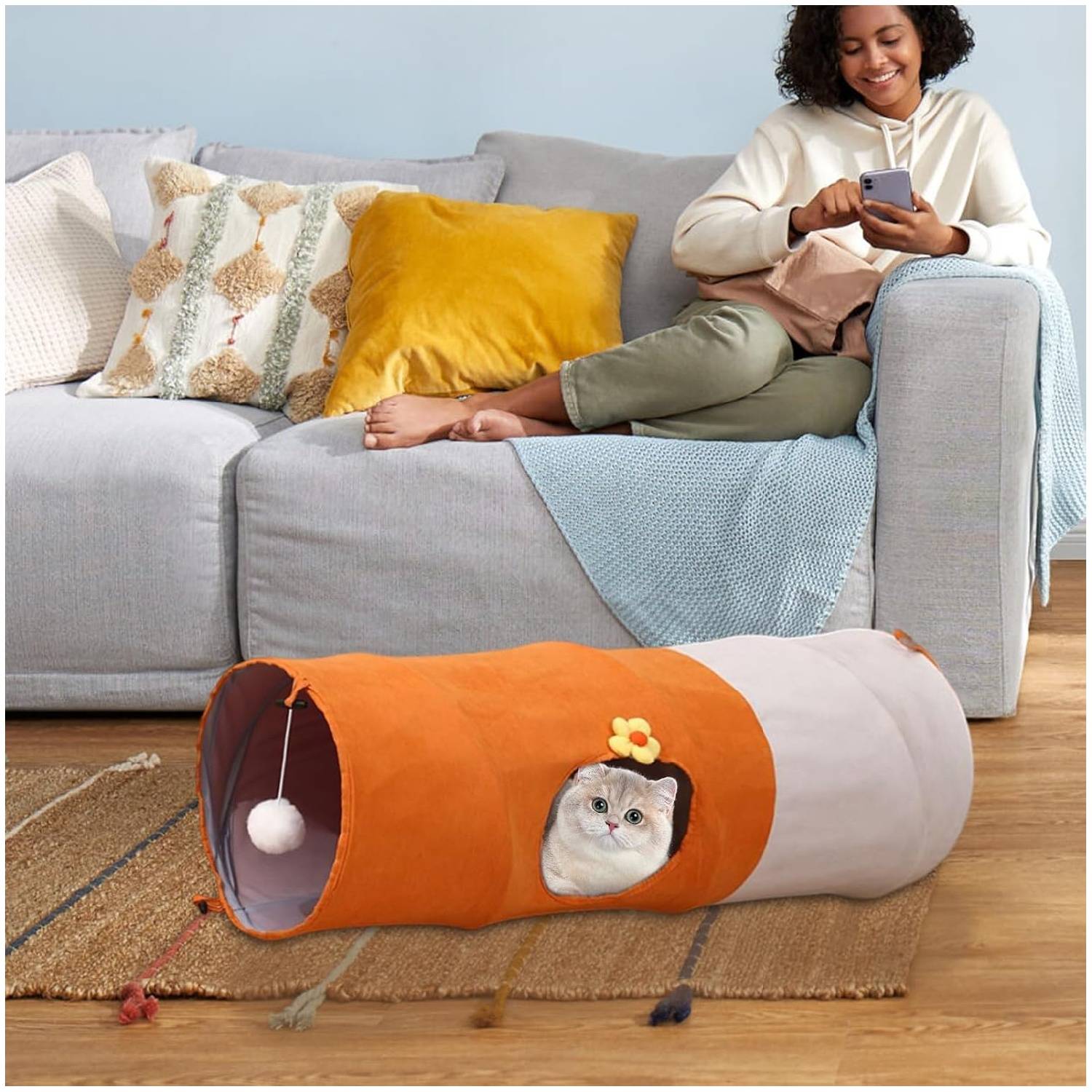 Lytech - Tunnel amusant pour chat 80 cm pliable et démontable facile - Lytech - Image 2
