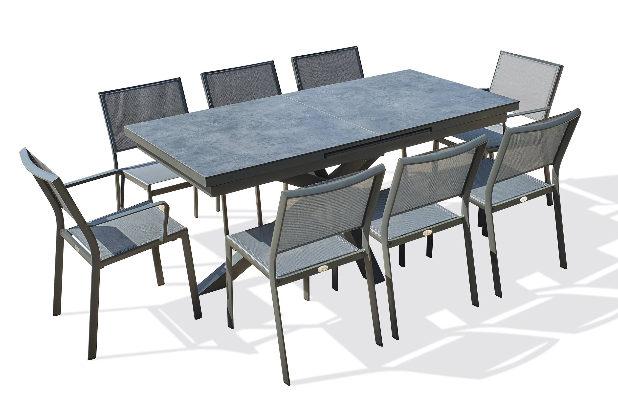 Dcb Garden - Ensemble repas CAICOS 8 places en aluminium plateau HPL - DCB GARDEN - Image 5