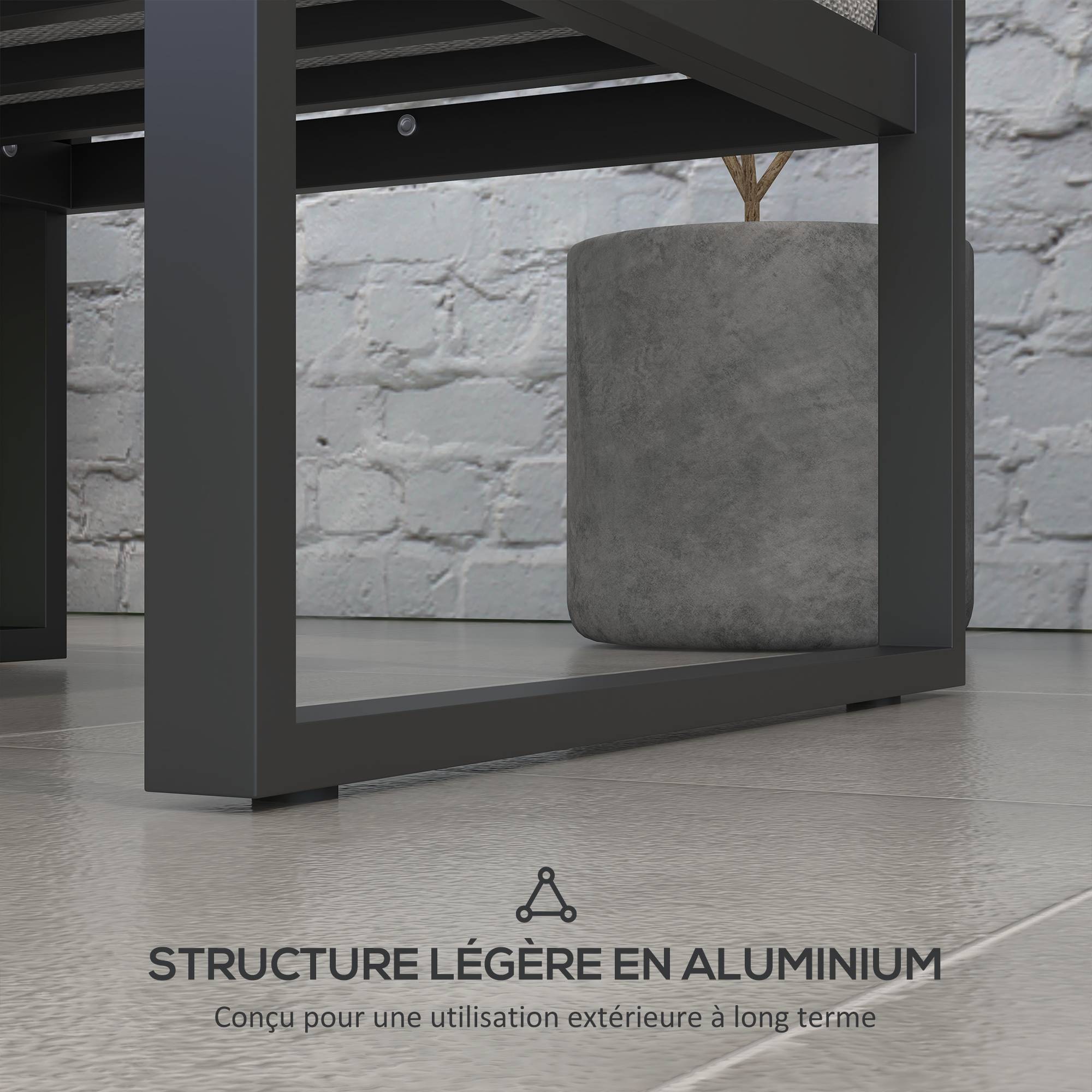 Maison Chic - Ensemble salon de jardin d'angle et convertible 4 pièces | Mobilier de jardin Gris Aluminium 65x65x31 cm - Image 8