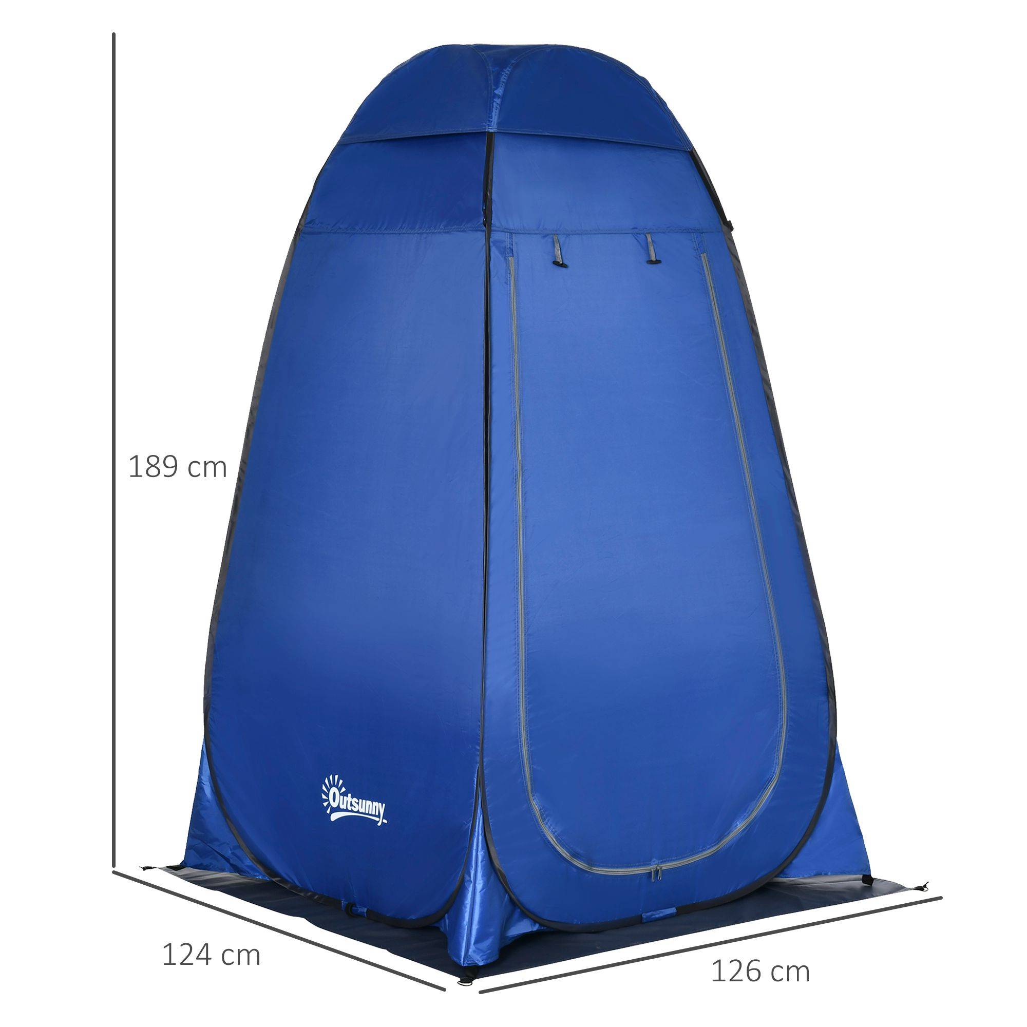 Tente douche camping plage, porte zippée, sac de transport 126x124x189 cm bleu foncé, légère et nomade - Image 5