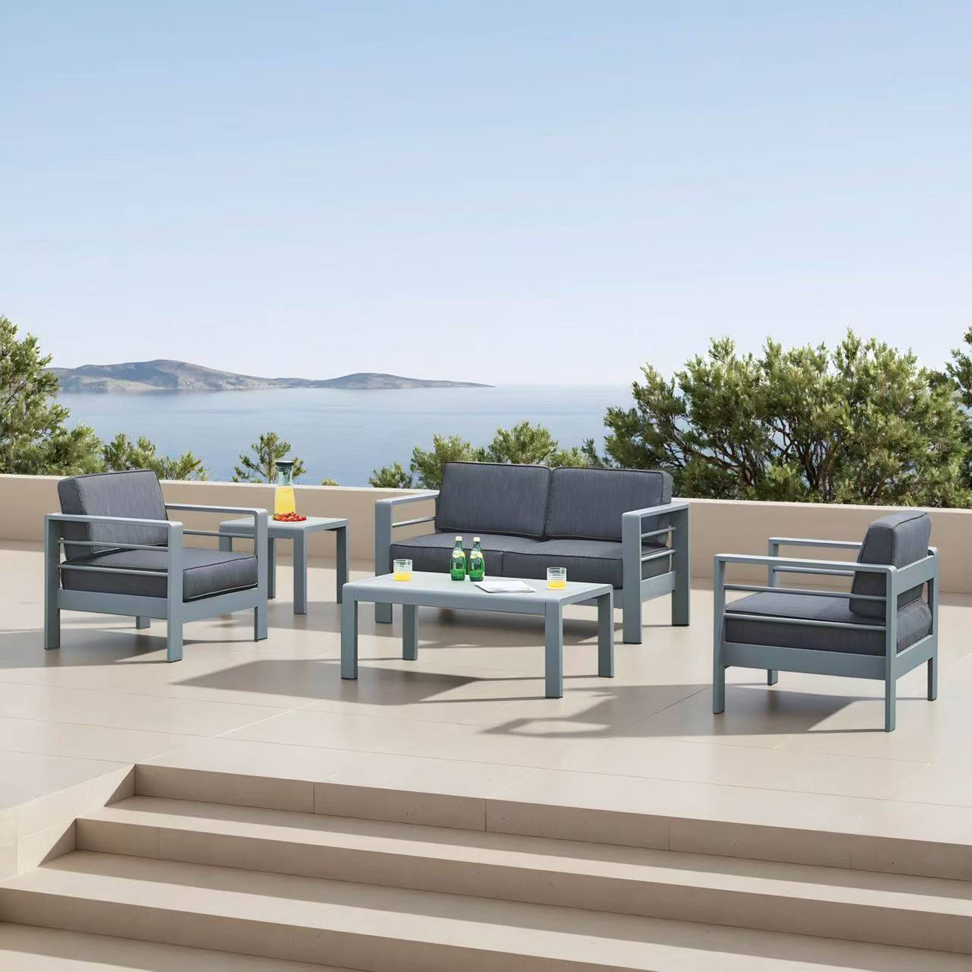 Casa.Pro - Salon de jardin 5 pièces Avise anthracite gris foncé casa.pro - Image 2
