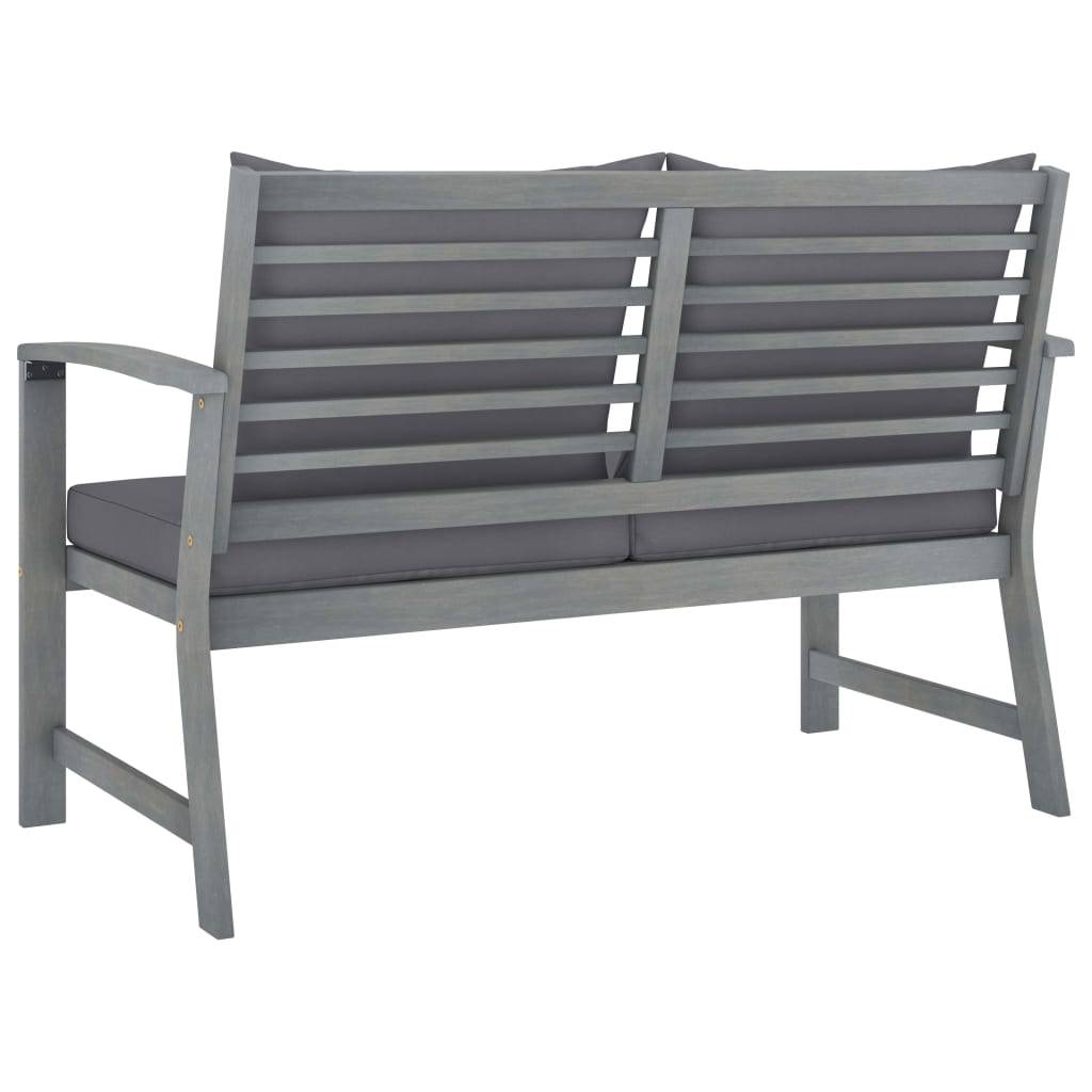 Helloshop26 - Banc de jardin meuble de patio d'extérieur terrasse 120 x 60,5 x 81 cm et coussin gris foncé bois solide d'acacia - Image 4