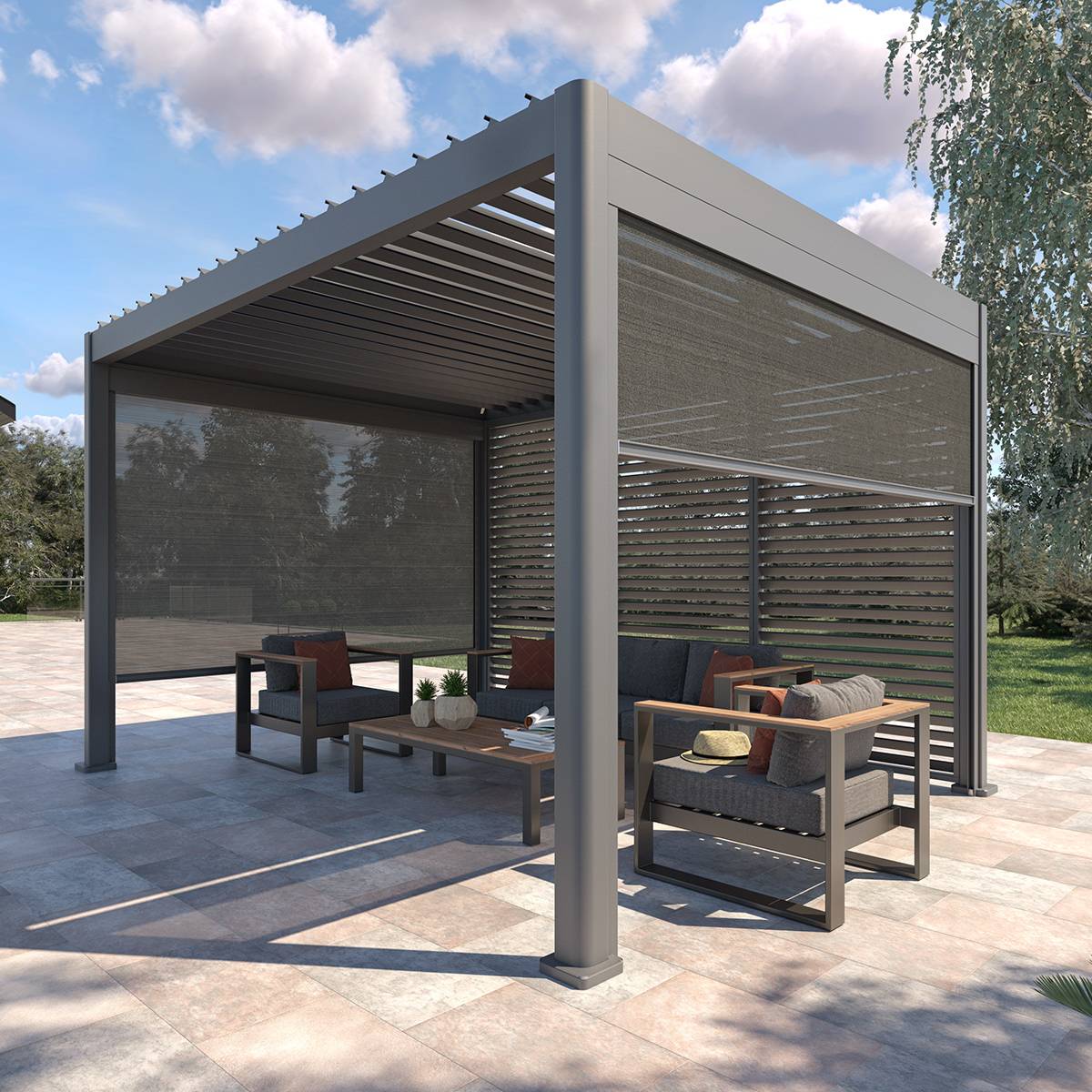 Hesperide - Pergola bioclimatique "Evora" 4 x 3m en aluminium Graphite - Hespéride - Image 1