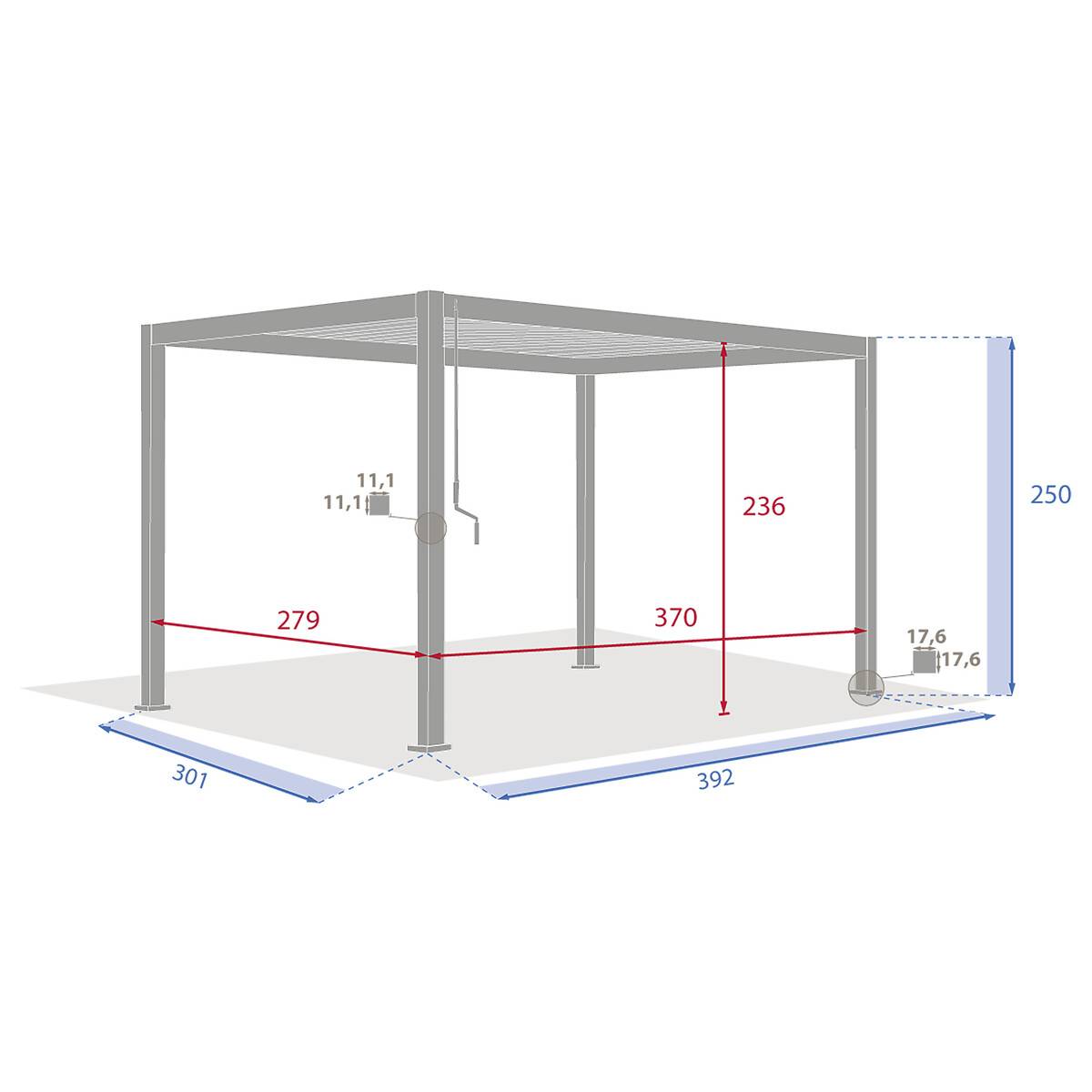 Hesperide - Pergola bioclimatique "Evora" 4 x 3m en aluminium Graphite - Hespéride - Image 8