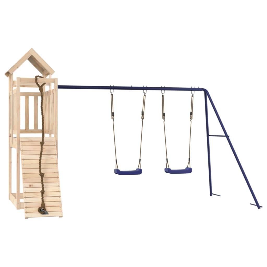 Helloshop26 - Aire de jeux d'extérieur balançoires toboggan portiques robuste jeux jardin 314 x 186 x 214 cm bois de pin massif - Image 1