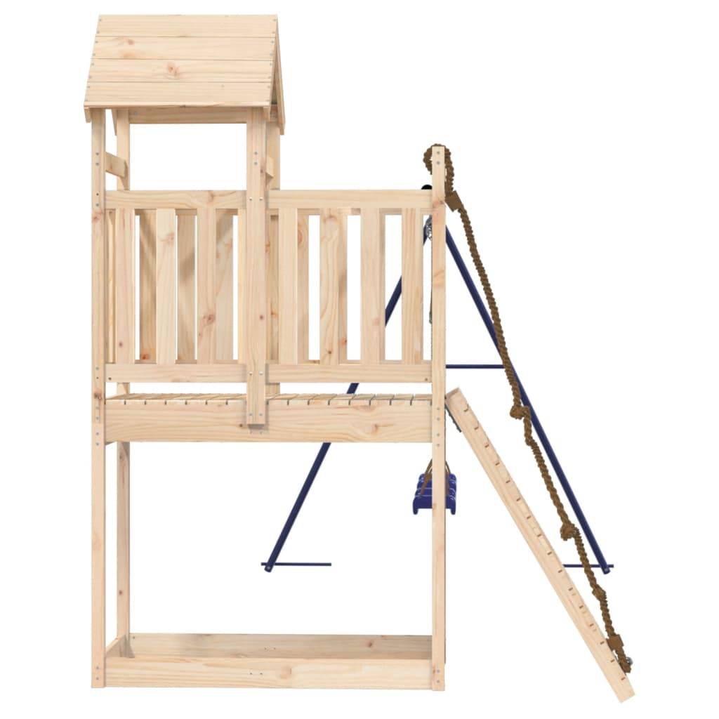 Helloshop26 - Aire de jeux d'extérieur balançoires toboggan portiques robuste jeux jardin 314 x 186 x 214 cm bois de pin massif - Image 4