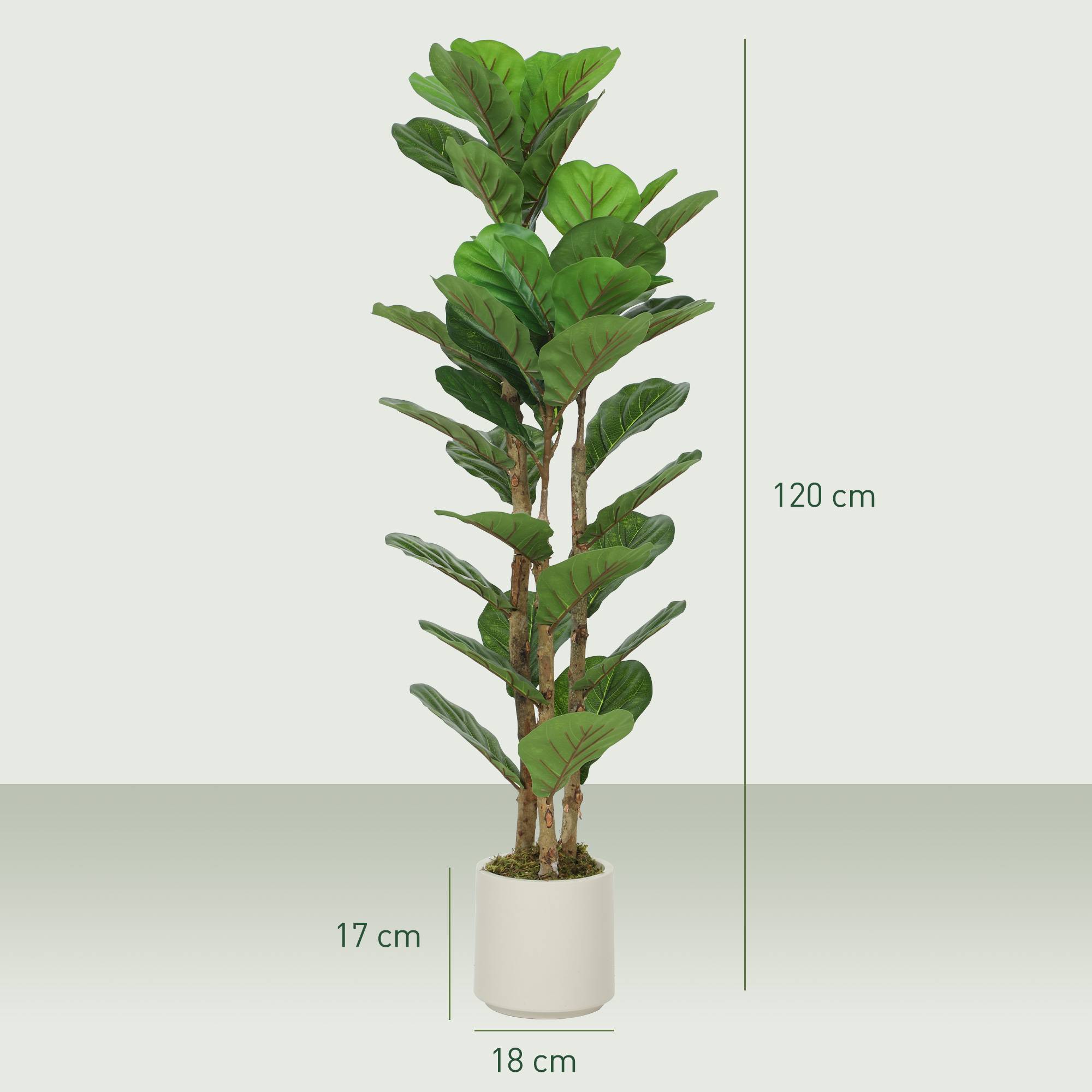 ComfortXL - Lot de 2 figuiers lyre artificiels PEVA verts 120 cm intérieur sans entretien - ComfortXL Outdoor Living - Image 4