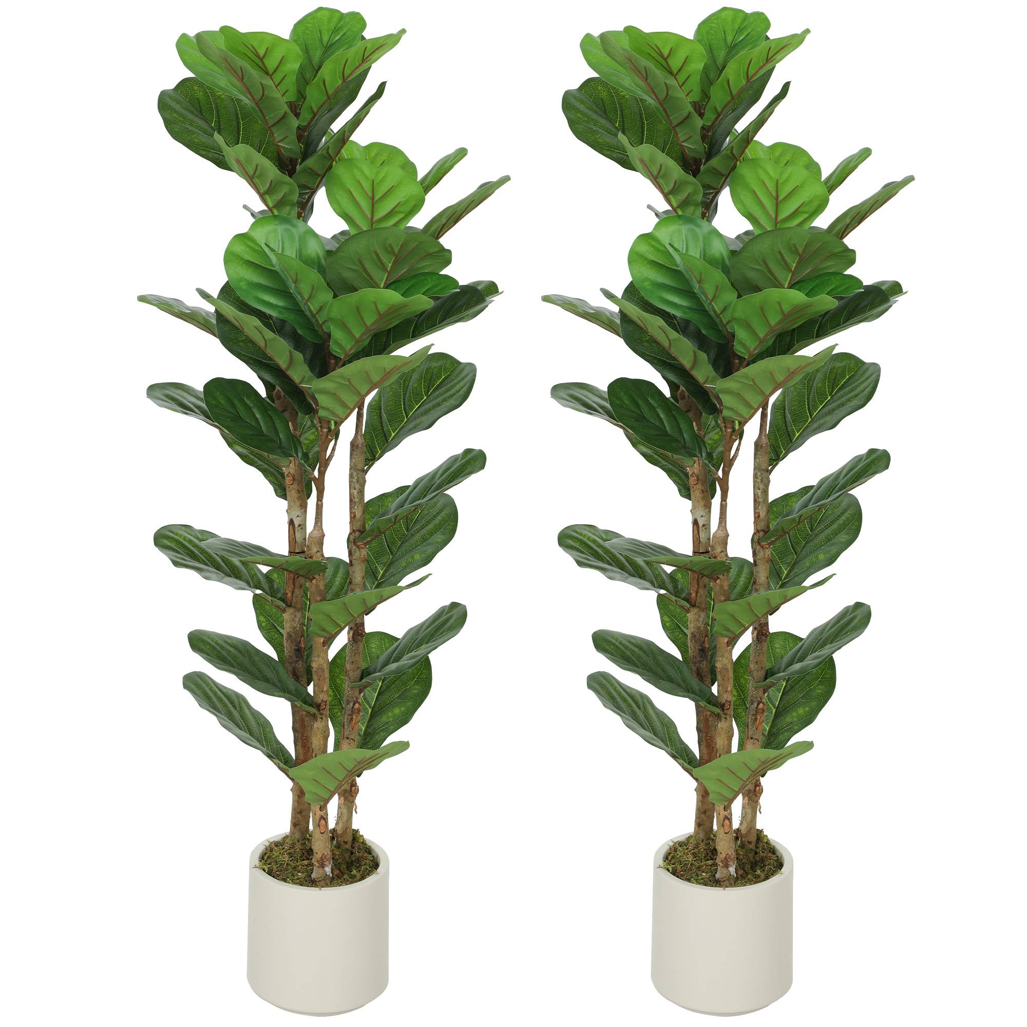 ComfortXL - Lot de 2 figuiers lyre artificiels PEVA verts 120 cm intérieur sans entretien - ComfortXL Outdoor Living - Image 1