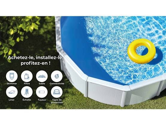 Gré - Piscine acier blanc Haïti ovale 7,44 x 3,99 x 1,32 m - Gré - Image 4