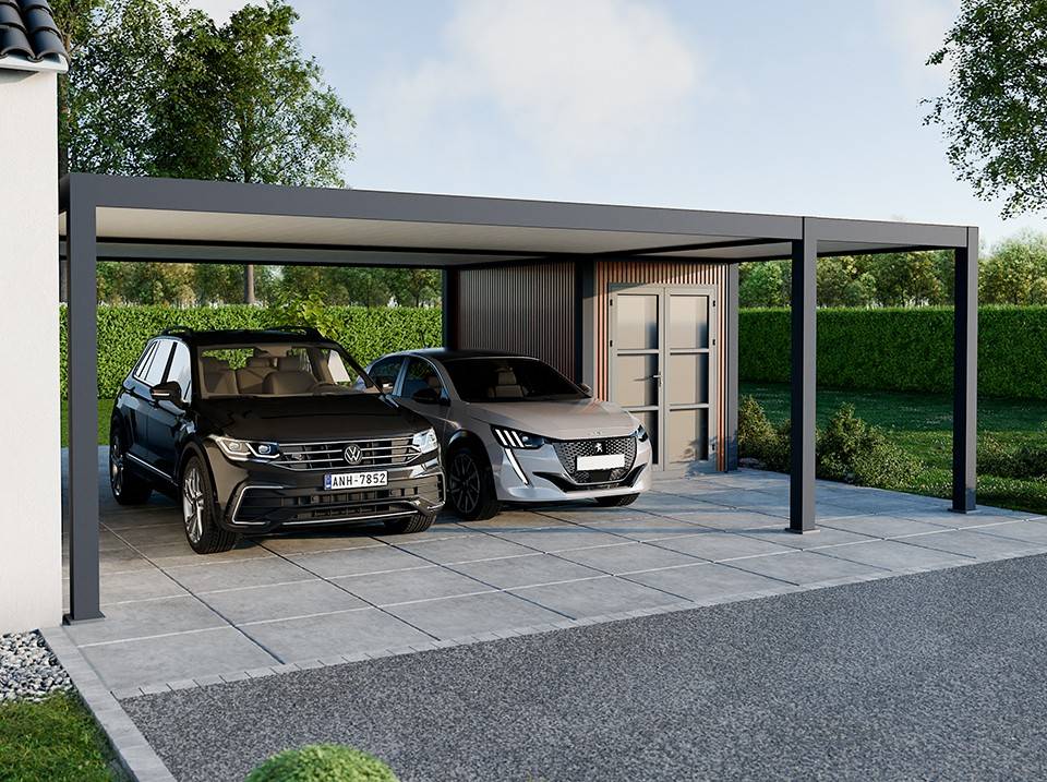 Carport Aluminium 760 x 645 cm NEWARK - 43 m² - Hauteur : 255 - 2 Voitures - Image 1