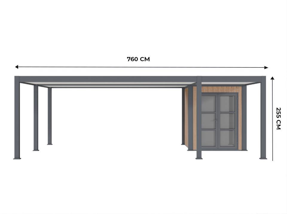 Carport Aluminium 760 x 645 cm NEWARK - 43 m² - Hauteur : 255 - 2 Voitures - Image 4