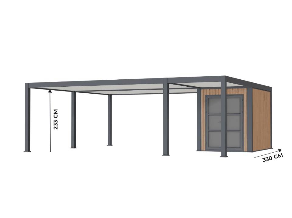 Carport Aluminium 760 x 645 cm NEWARK - 43 m² - Hauteur : 255 - 2 Voitures - Image 5