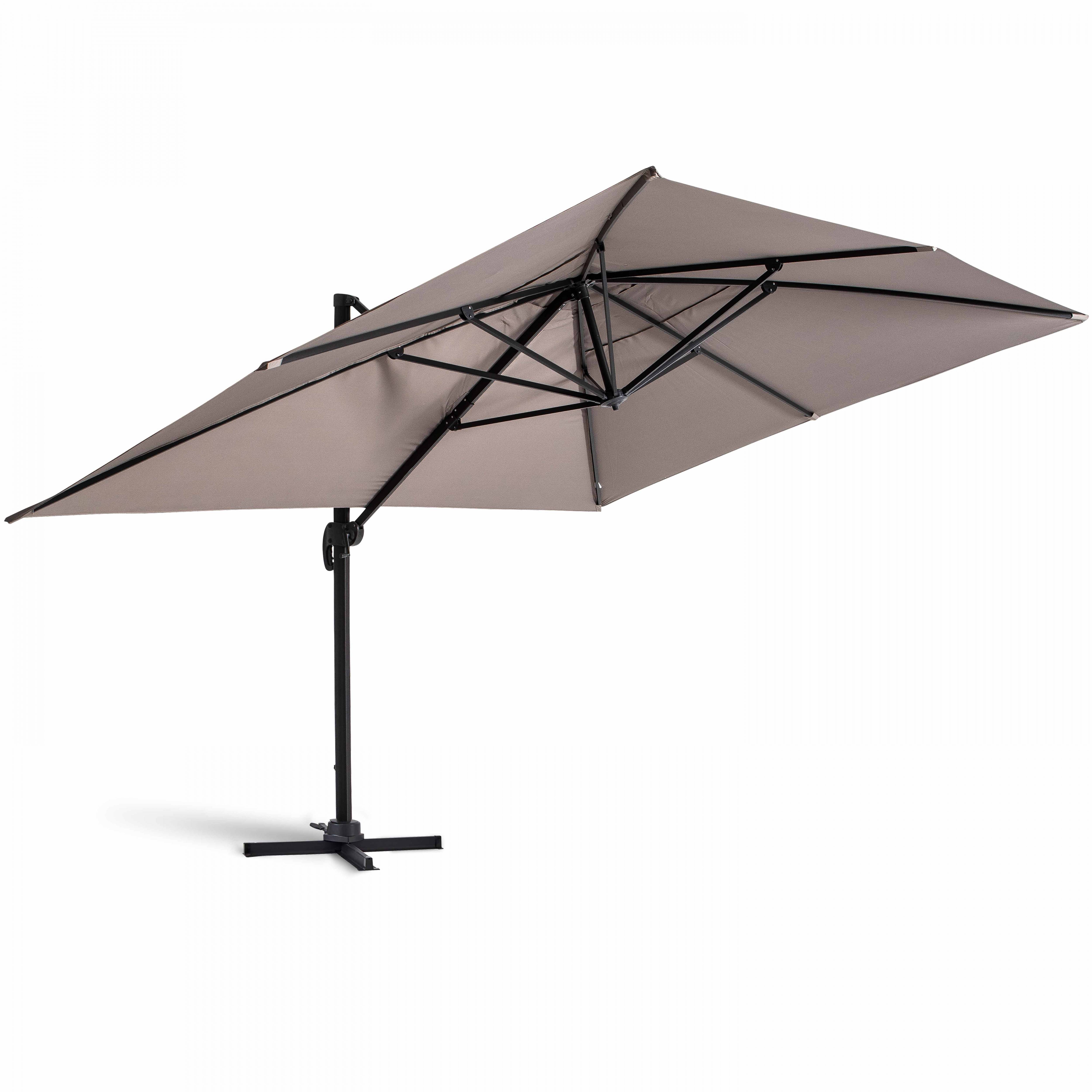 Oviala - Parasol déporté inclinable et rotatif 4x3m en aluminium taupe Caserta - Oviala - Image 2