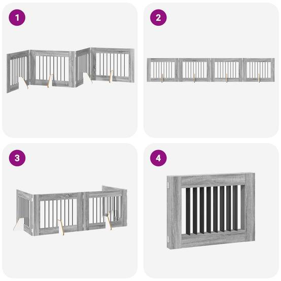 ComfortXL - Barrière pliable chien bois d'ingénierie intérieur protection gris sonoma 321x60cm - ComfortXL Outdoor Living - Image 7