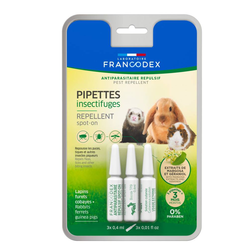 3 Pipettes Insectifuges Lapins, Furets et Cobayes. - Image 1