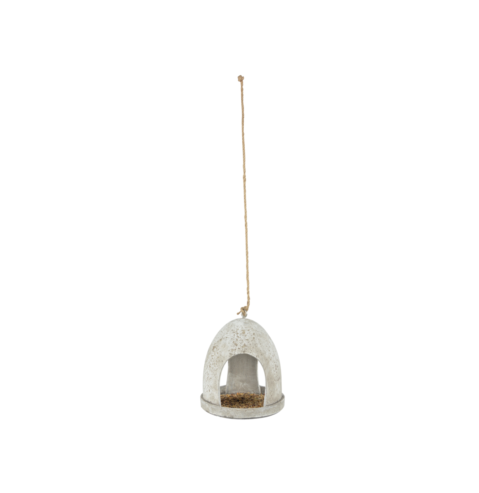 Mangeoire à oiseaux ronde en résine vieillie - D 19 cm x H 21,9 cm - Image 1