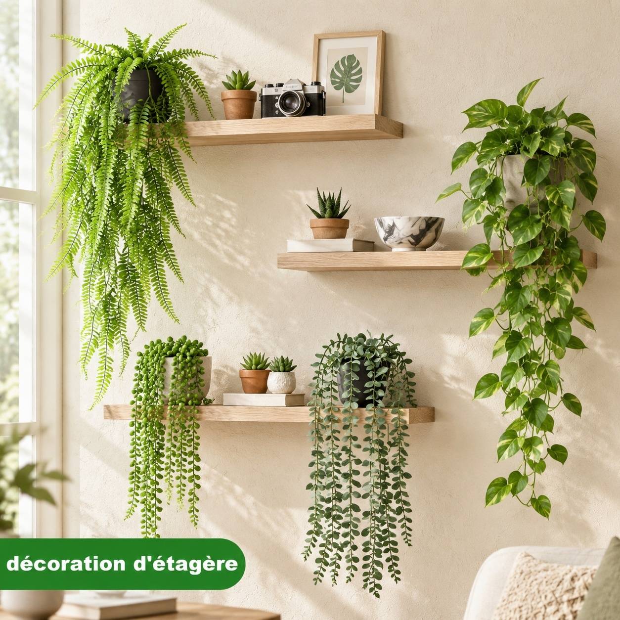 4 Pièces Plantes Artificielles Fausses Tombantes Pots Déco Intérieur Extérieur Sans Entretien - Image 8
