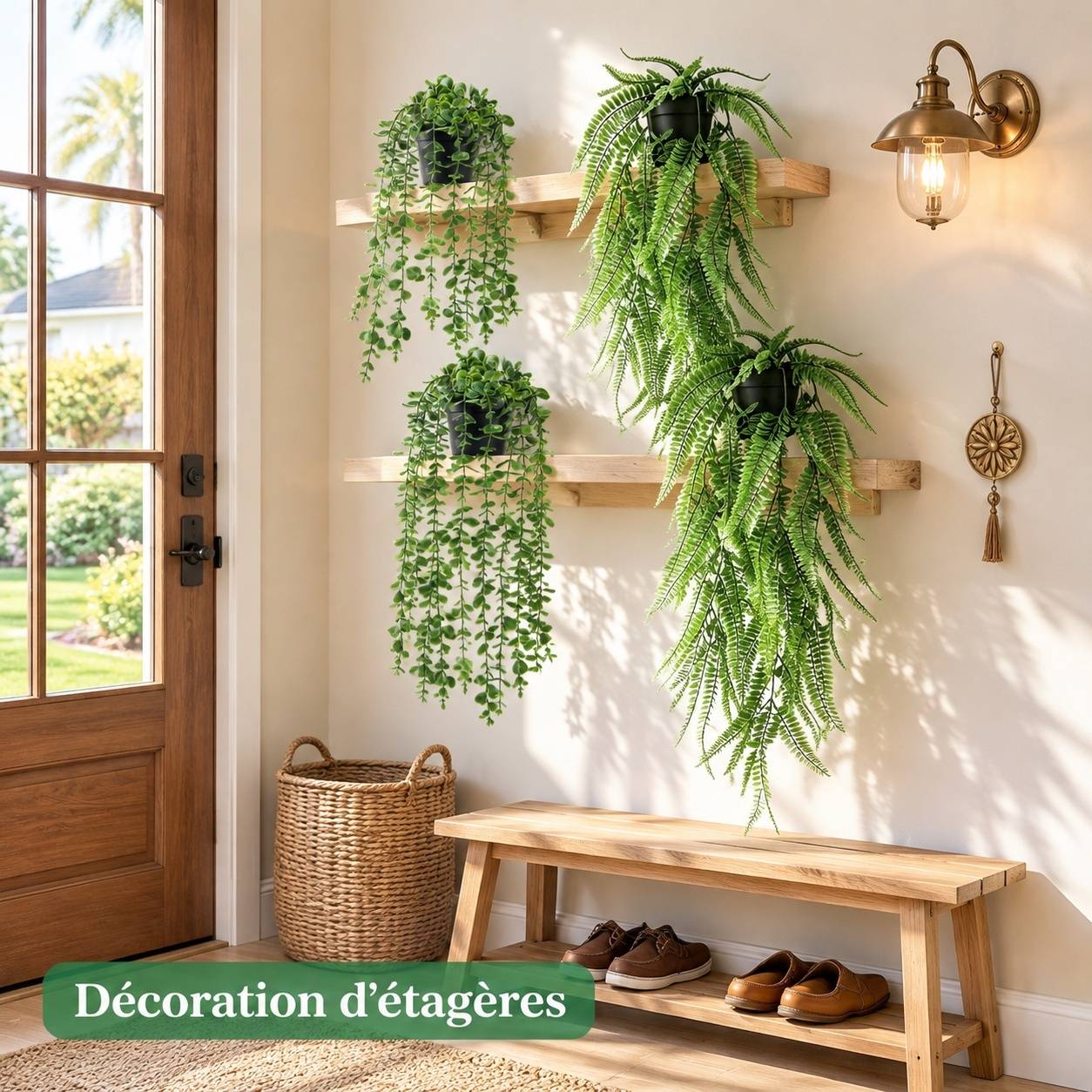 4 Pièces Plantes Artificielles Fausses Tombantes Pots Déco Intérieur Extérieur Sans Entretien - Image 6